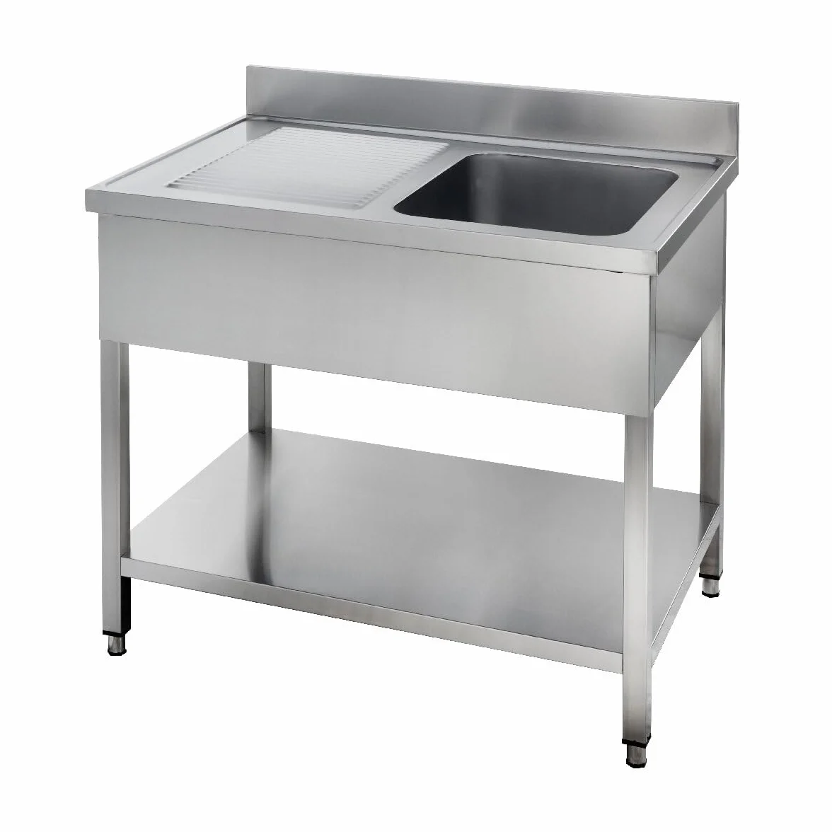 GastroHero Lavello da cucina in acciaio inox, 120 x 70 cm, con lavello destro, in acciaio inox con base