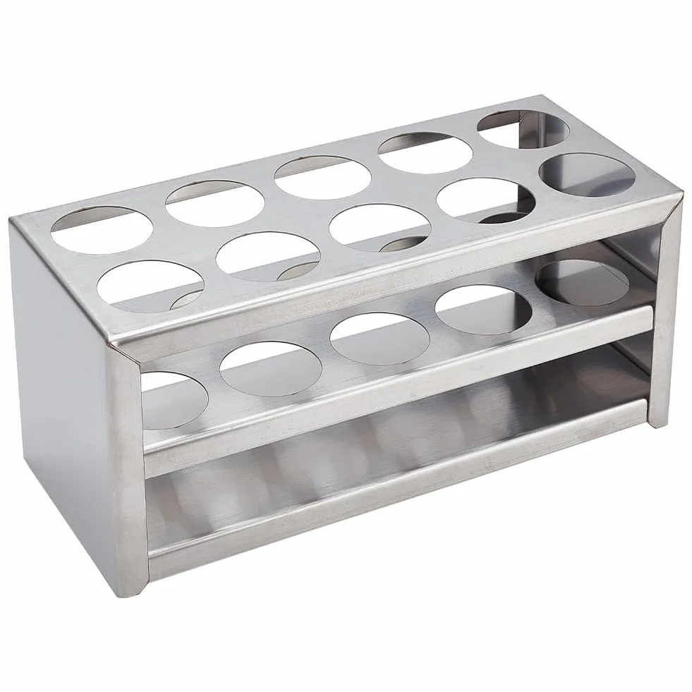 Supporto per provette in acciaio inox 3 piani 10 posti rettangolare UNICRAFTALE