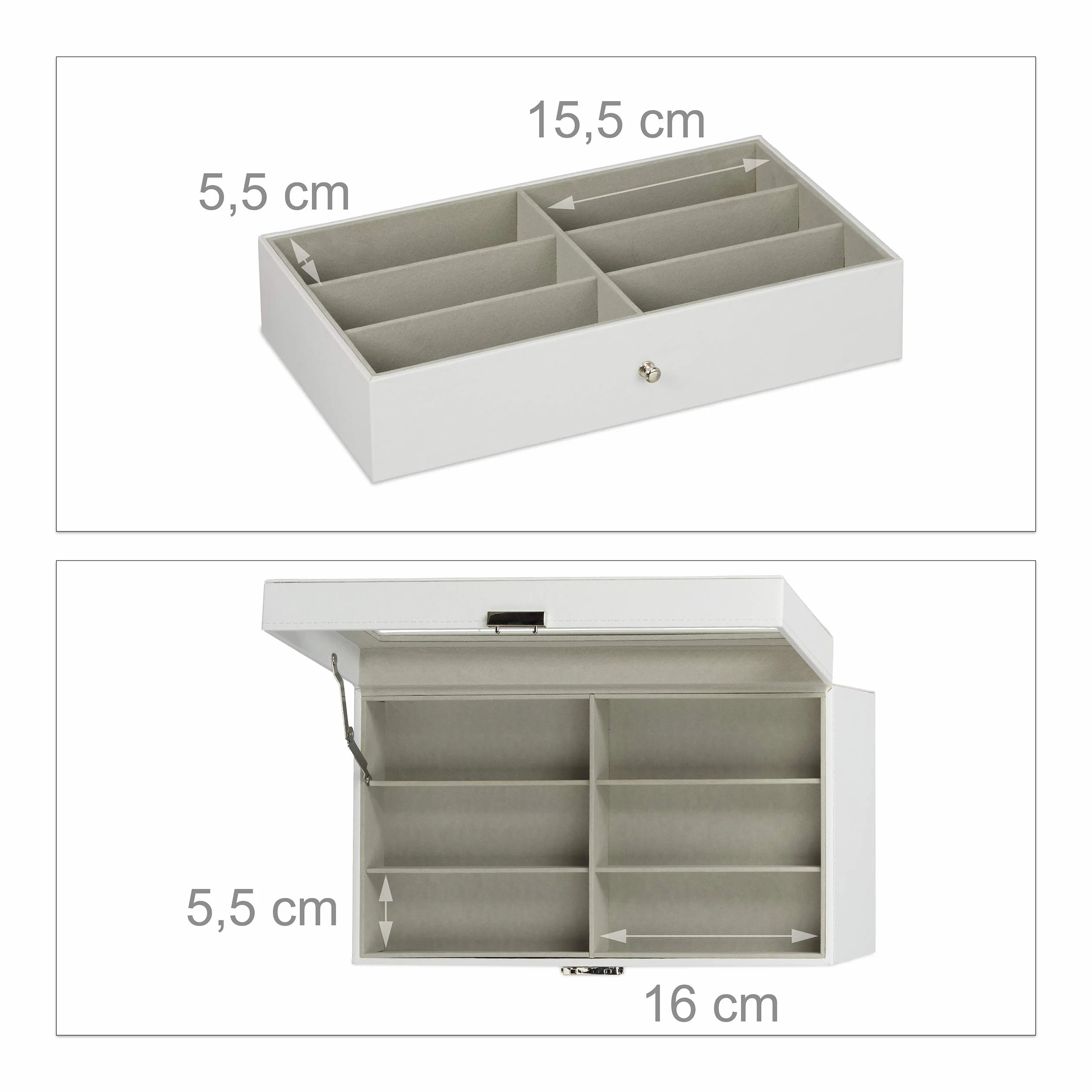 Relaxdays Box for 18 Glasses, Sunglasses Storage Case, Faux Leather Crate