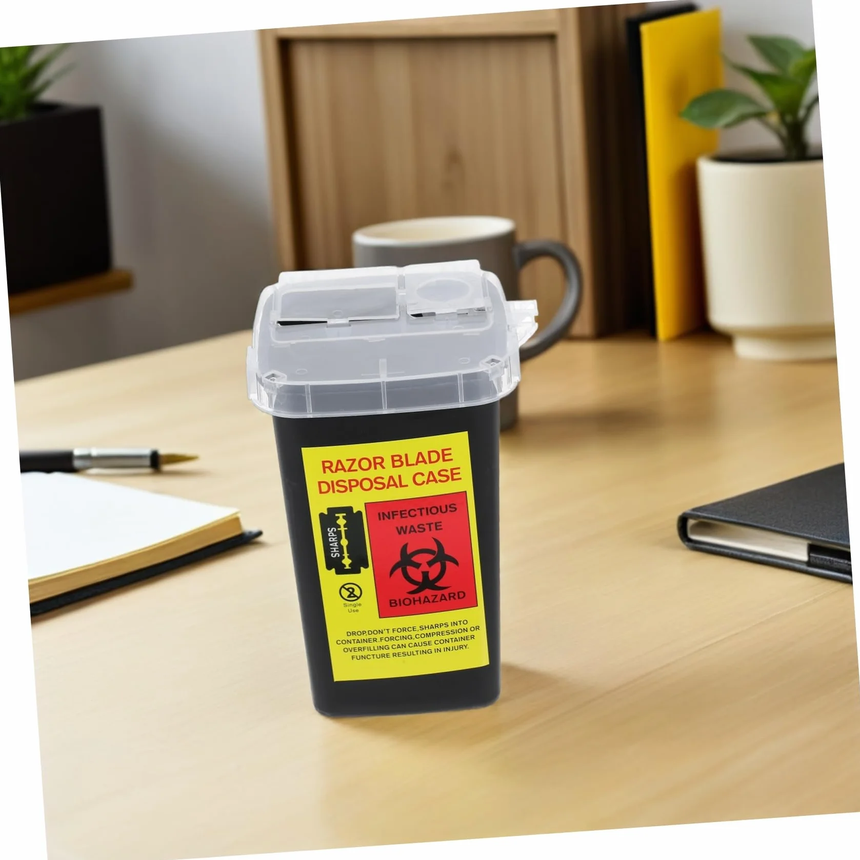 Contenitore Porta Lamette Nero 2 Pezzi Plastico Smaltimento Sicuro Custodia Lame Barbiere Portatile