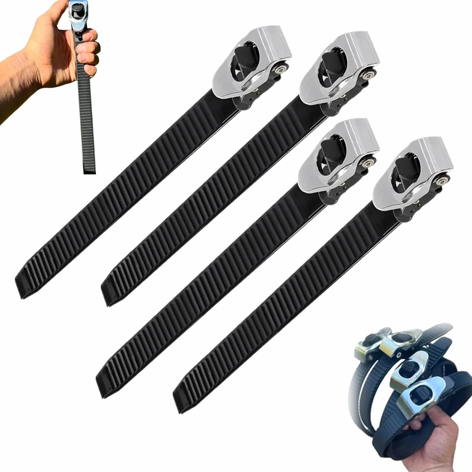 Cinghia di Bloccaggio a Grip Resistente, Cinghia a Cricchetto Regolabile Multiuso, Cinghia di Fissaggio a Cricchetto Riutilizzabile con Fibbia in Metallo per Sicurezza di Qualsiasi Oggetto, Uso
