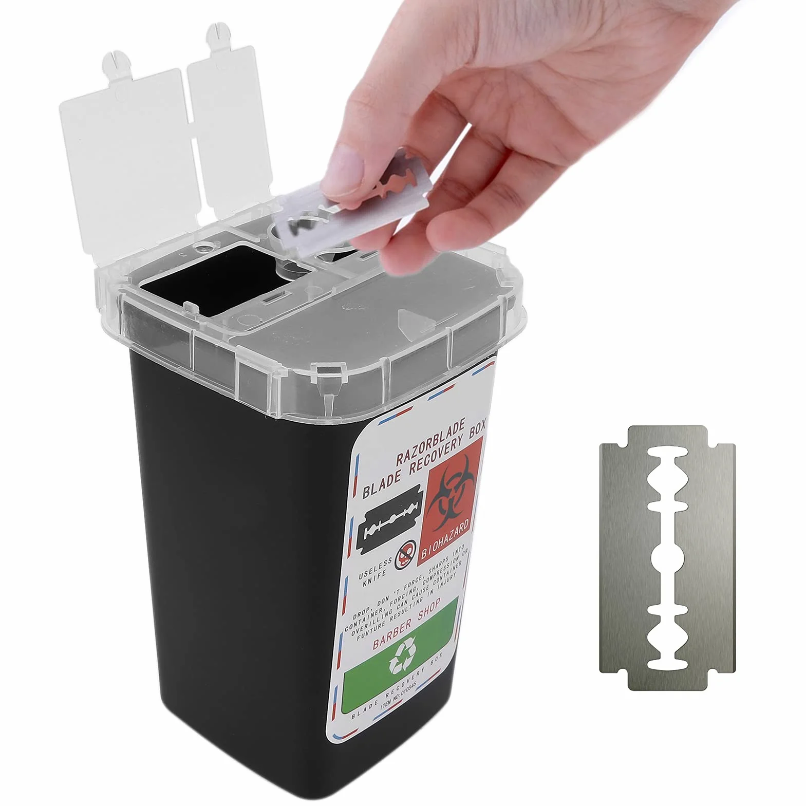 Contenitore per Lame in Plastica Resistente Agli Agenti Chimici, Smaltimento Lame, Nero