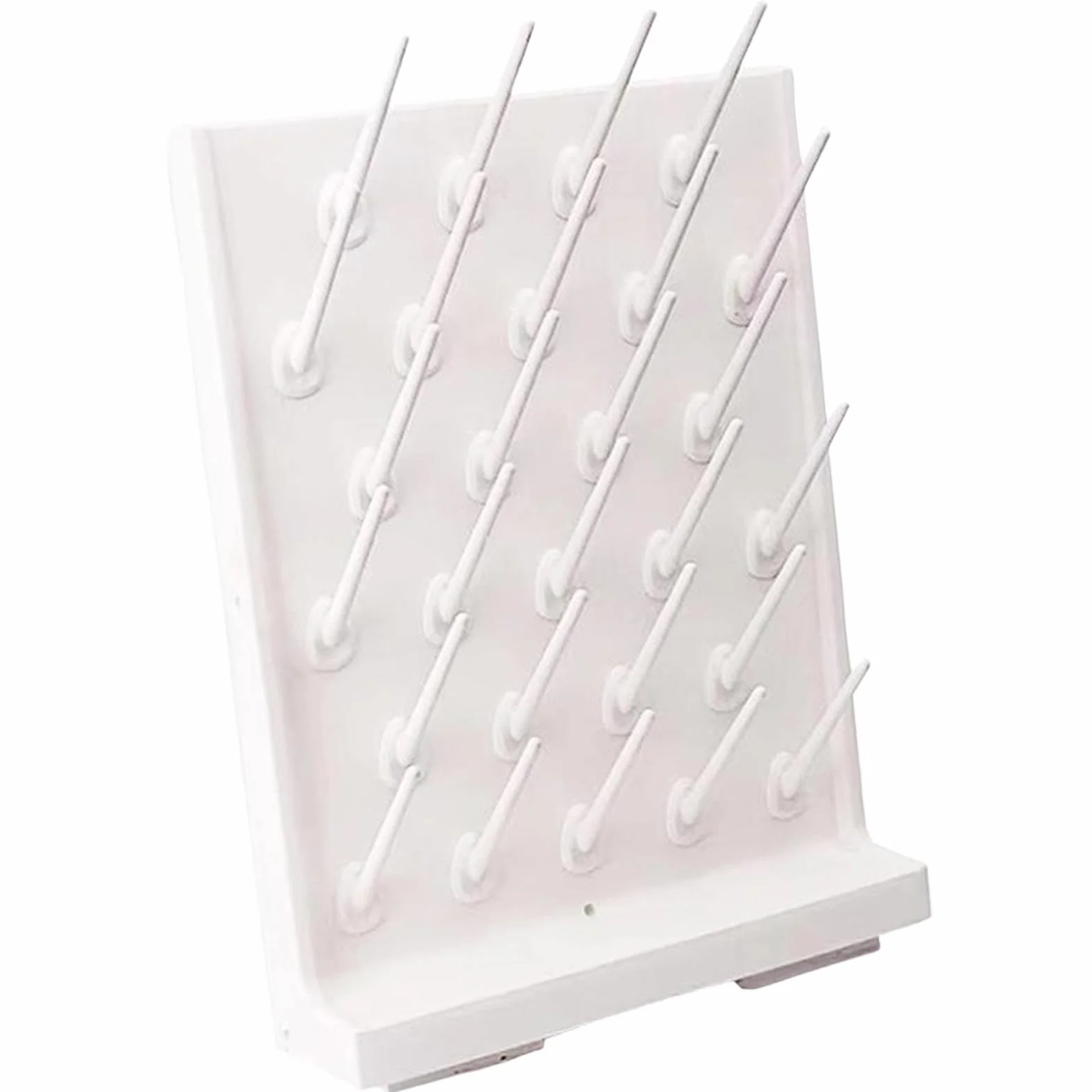 27 pioli vetreria da laboratorio stendino per bottiglie provette scolapiatti robusto portatile multiuso materiale PP 12x40x55 cm, bianco
