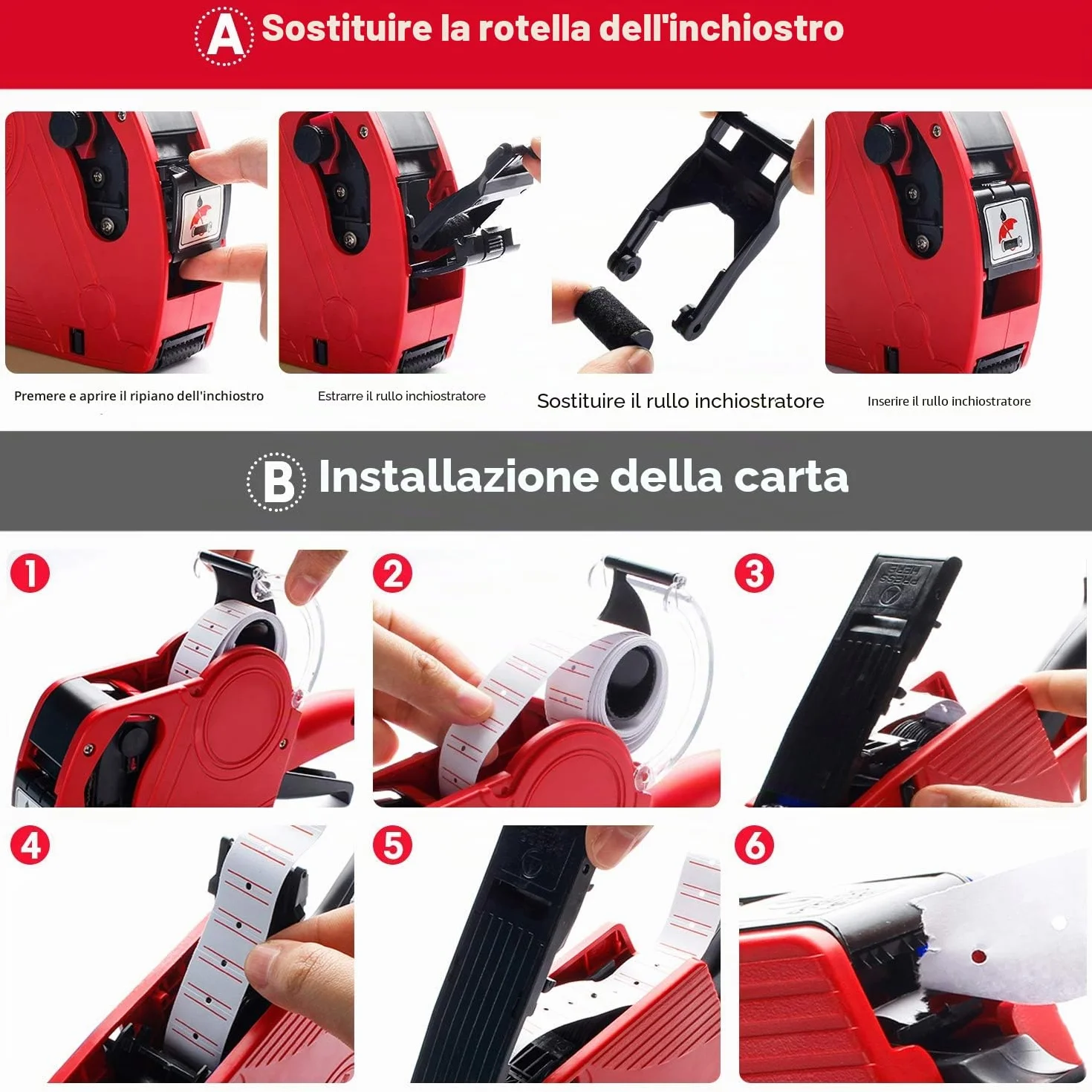 KPX MX5500 - Pistola per prezzi, con 5150 adesivi a pistola bianca e 3 rulli extra per inchiostro, pistola per etichette prezzi, pistola per prezzi, pistola per prezzi al dettaglio a 8 cifre ed