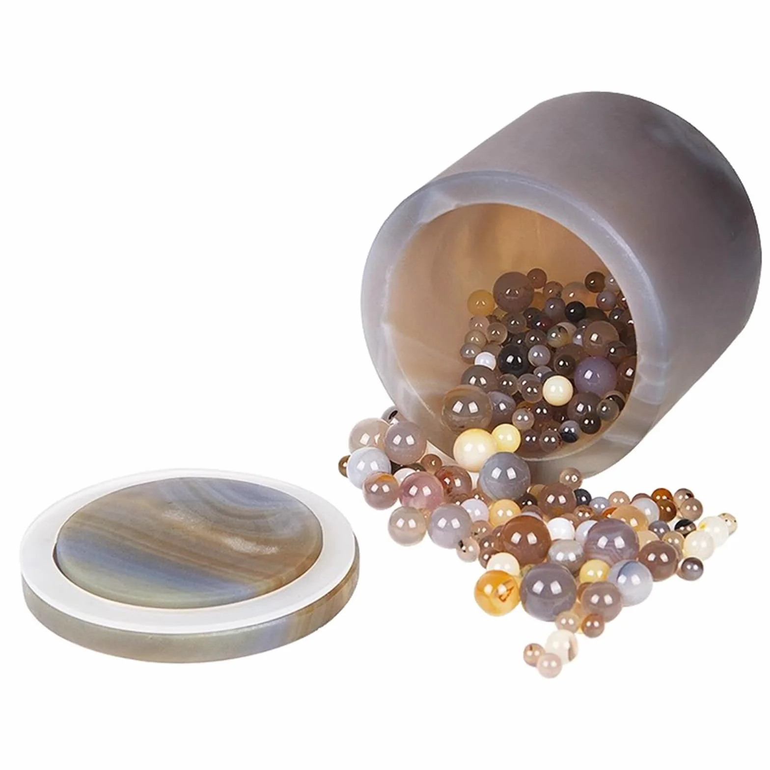 Giara per Macinazione a Sfere di Agata, Vasca di Macinazione con Sfere, Anello di Tenuta, Durezza Mohs 7,2~7,5, per Mulino Planetario a Sfere, Senza Impurità