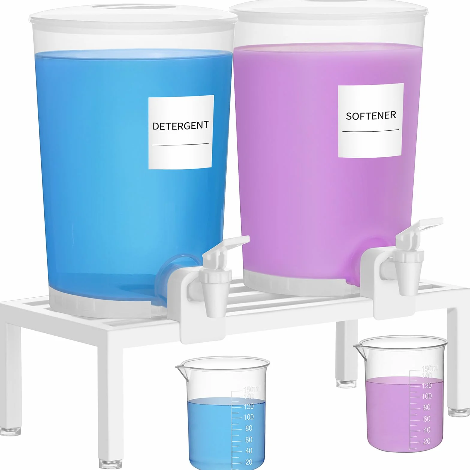 Lifewit 2 Pezzi Dispenser Detersivo Lavatrice 3.55L, 120 fl oz/3,5L Contenitore Detersivo Polvere in Plastica PET Trasparente, Dosatore Detersivo Lavatrice Multifunzionale per Bucato con Etichette