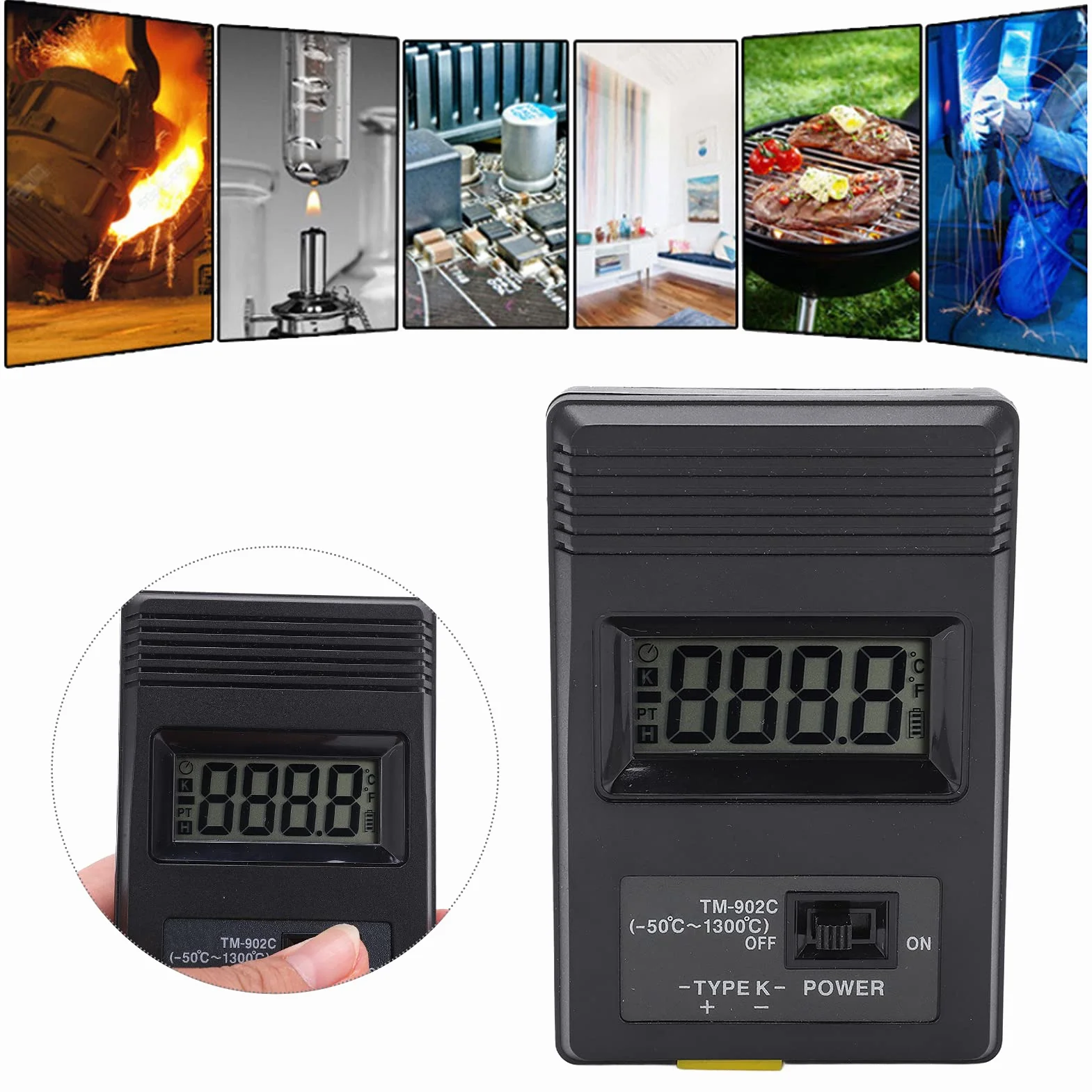 Misuratore di Temperatura Digitale Tm-902c -50~+300℃ Termometro Tipo K Sensore LCD Sonda Industriale