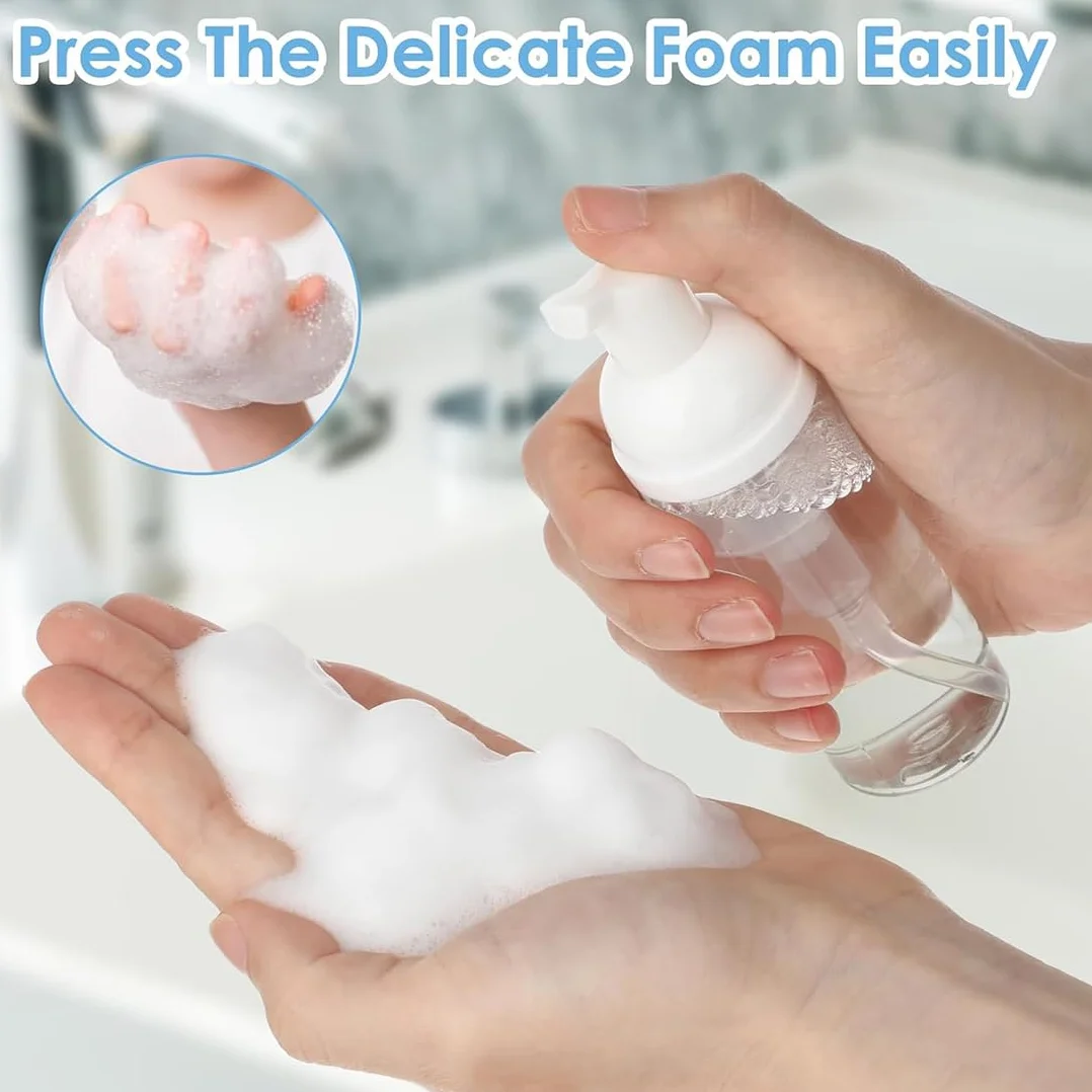 4 Pezzi Dispenser Sapone Schiuma, 50 ml Bottiglia di Schiuma, Transparent Dispenser Sapone Schiuma Foam Bottle Riutilizzabili per Cosmetici, Lozione, Bagno, Shampoo Liquidi