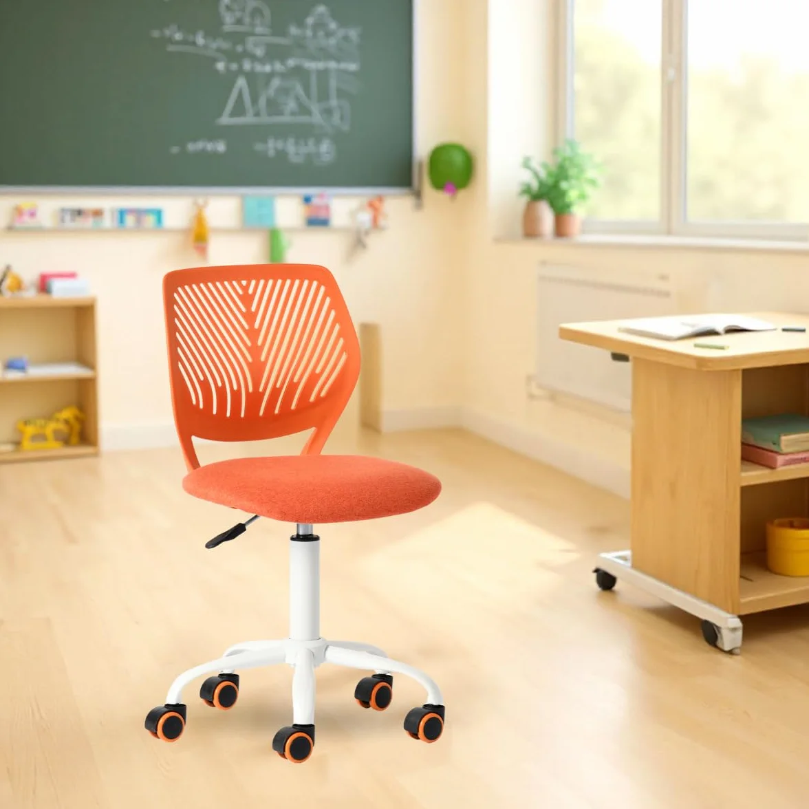FurnitureR Sedia ergonomica scolastica con schienale in rete traspirante, altezza regolabile, 360° girevole