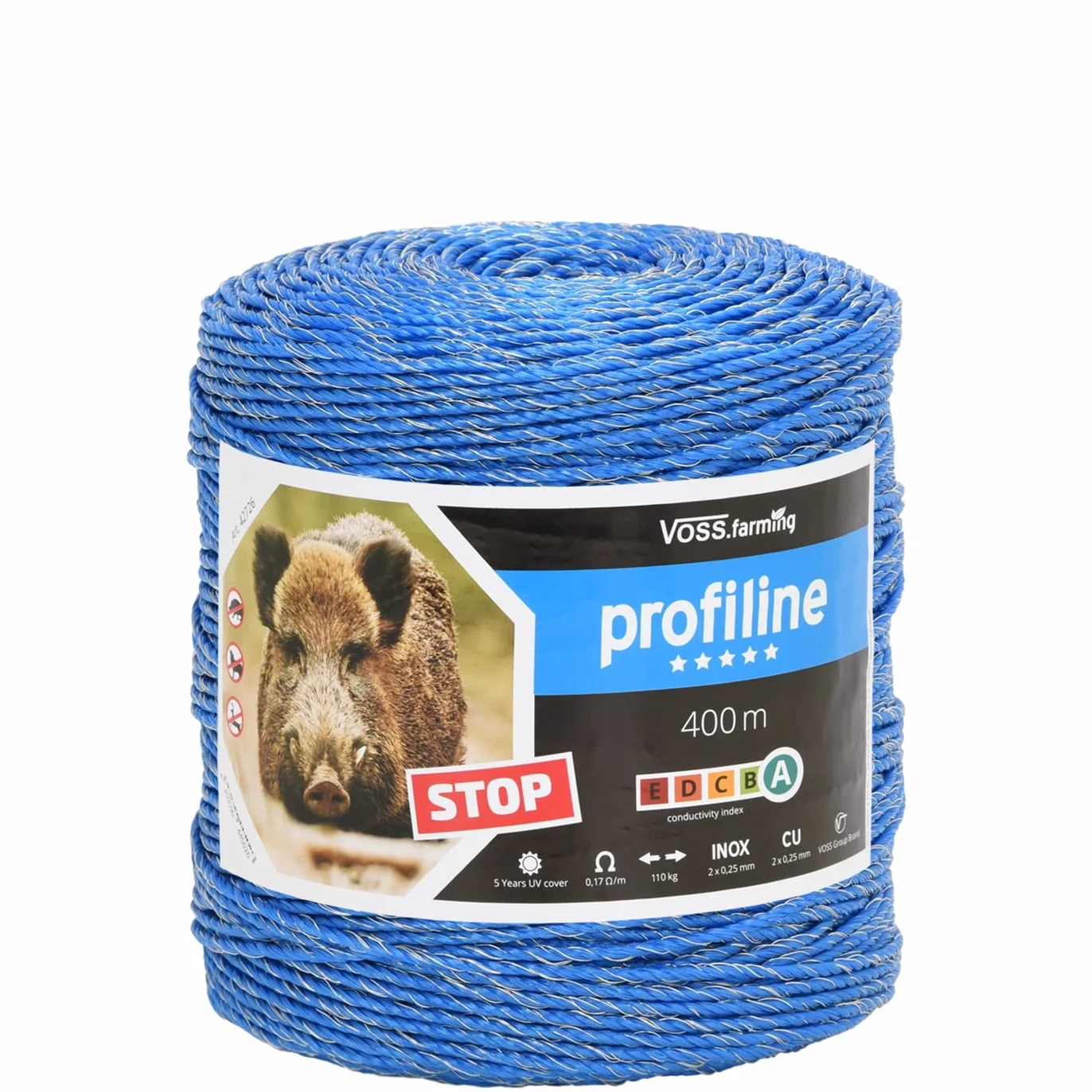 VOSS.farming Filo recinzioni elettriche Anti cinghiali 400 m 2X 0,25 Rame + 2X 0,25 Inox