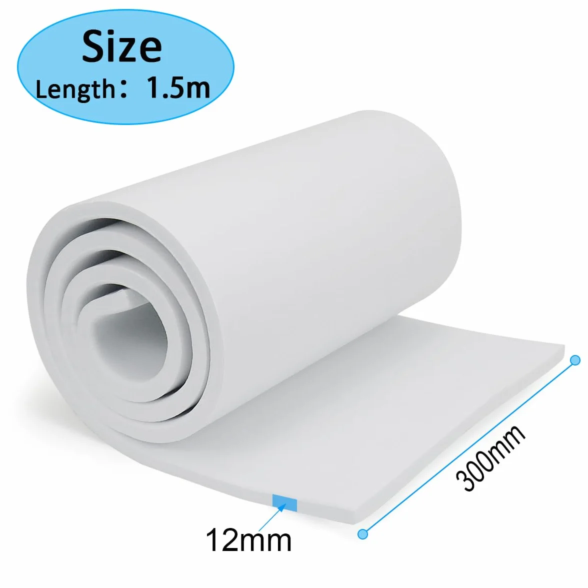 Rotolo di schiuma autoadesiva 300 mm x 12 mm x 1,5 m neoprene multifunzione antiscivolo protezione mobili