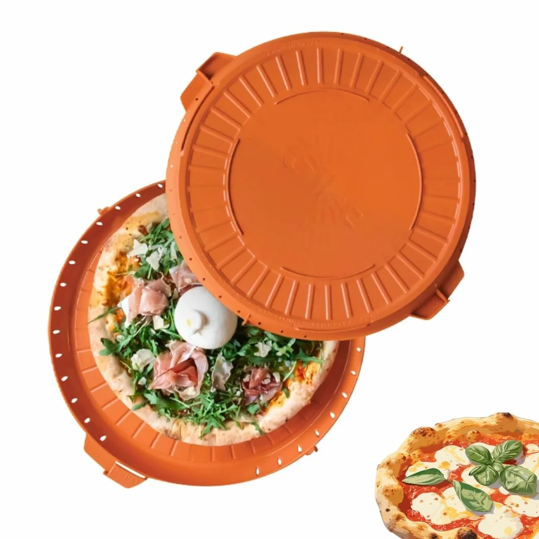 Gilac Contenitore per pizza riutilizzabile con coperchio Ø 33 cm plastica senza BPA