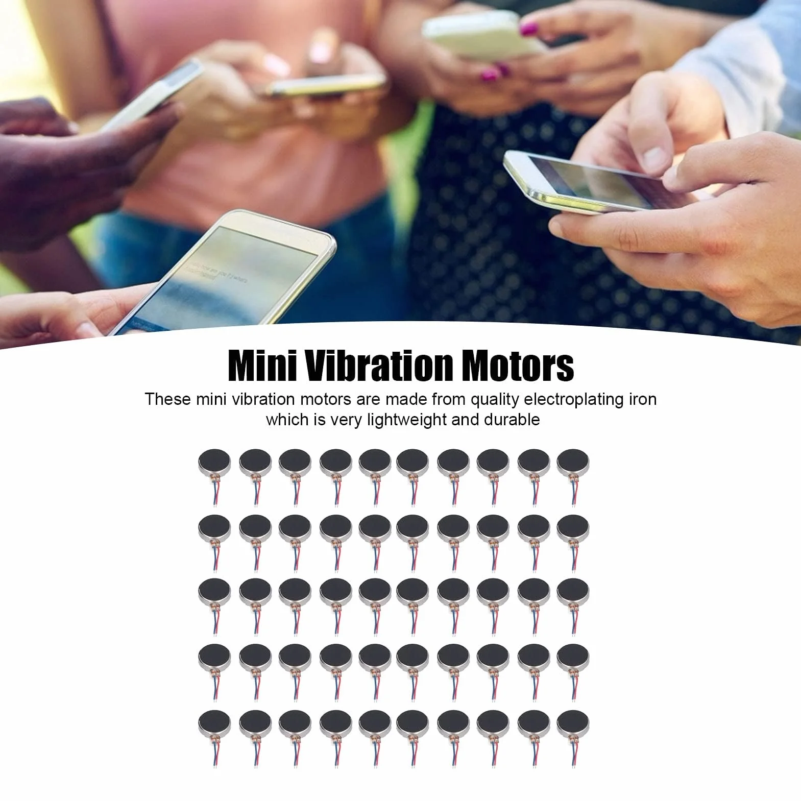 50Pcs Mini Motori a Vibrazione Anti Interferenza 12000 RPM Motori a Vibrazione a Moneta Piatta per Cellulare e Cercapersone DC 3V 10x2.7mm