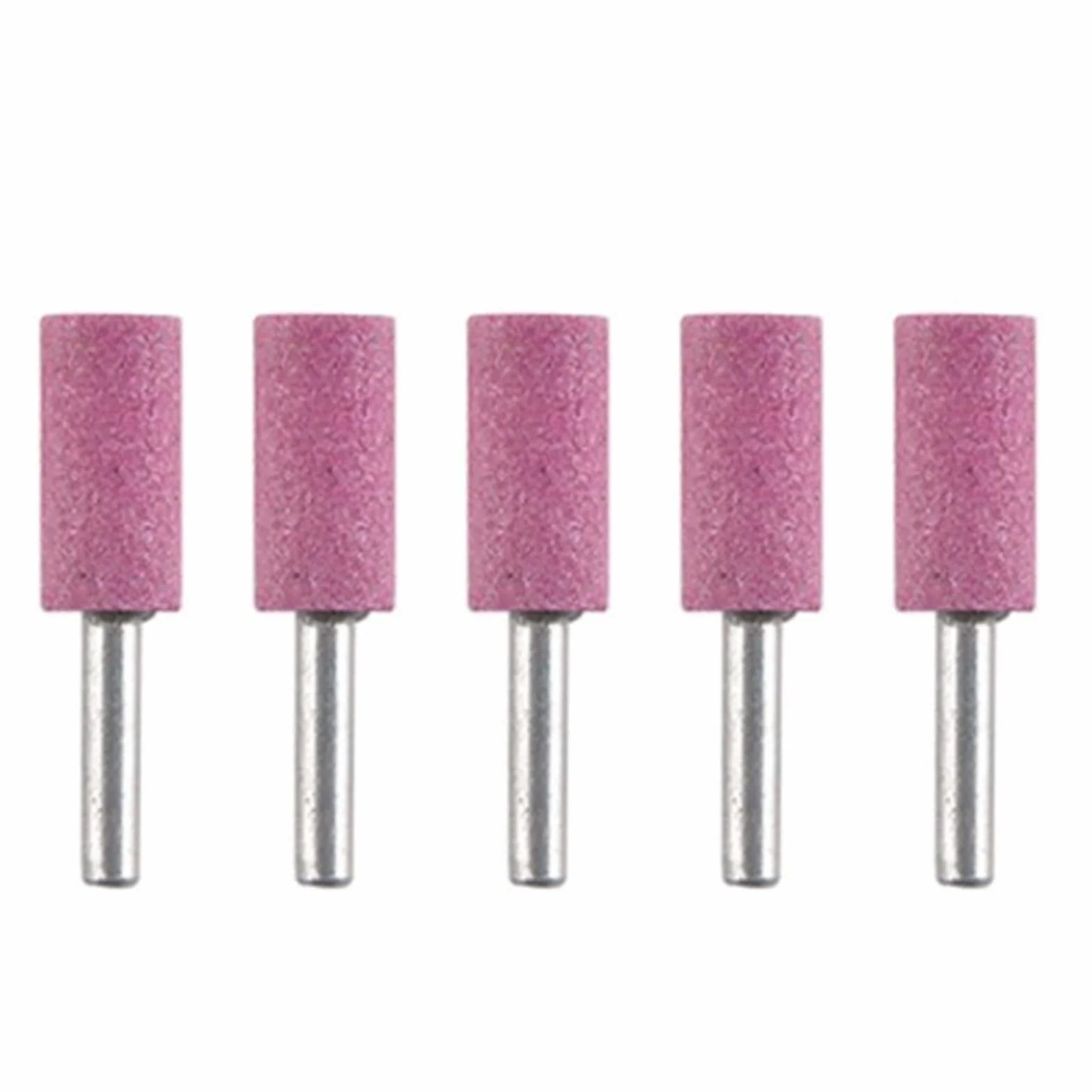5 cilindri in pietra abrasiva con gambo da 6 mm per rettifica di utensili rotanti, teste in corindone cromato in diverse dimensioni, ideali per legno di giada, metallo per lucidatura stampi