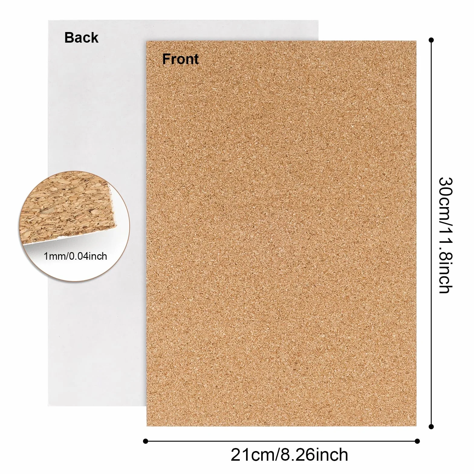 Tappi autoadesivi in sughero 30 x 21 x 0,1 cm 4 sottobicchieri da parete