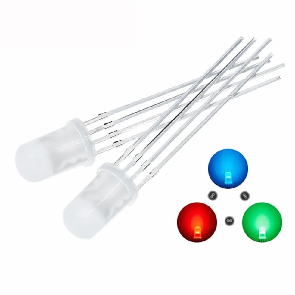 LED 5mm RGB tricolore catodo comune 4 pin diodi luminosi 100 pezzi