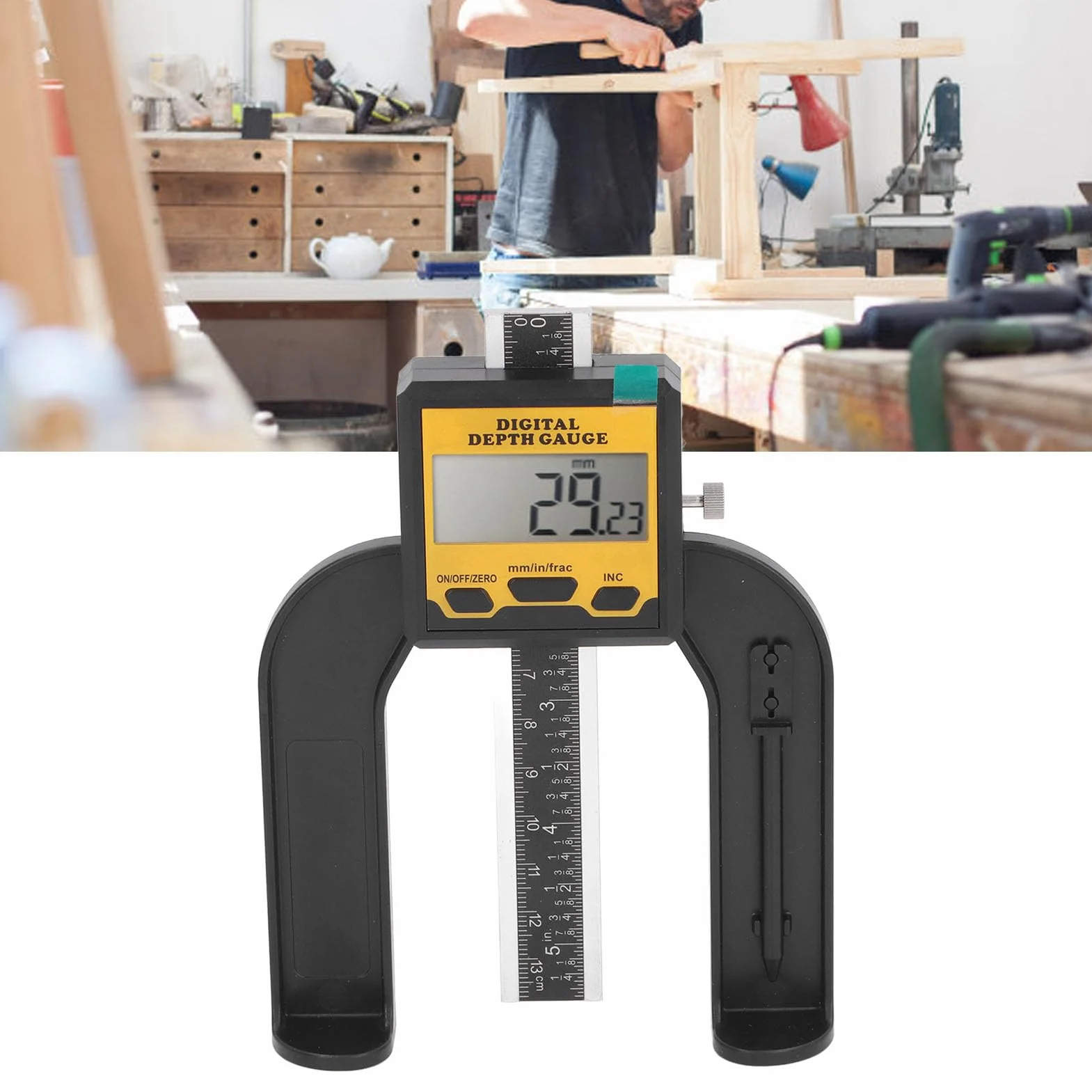 Misuratore di altezza digitale profondimetro con base magnetica 0,01 mm per tavolo router legno