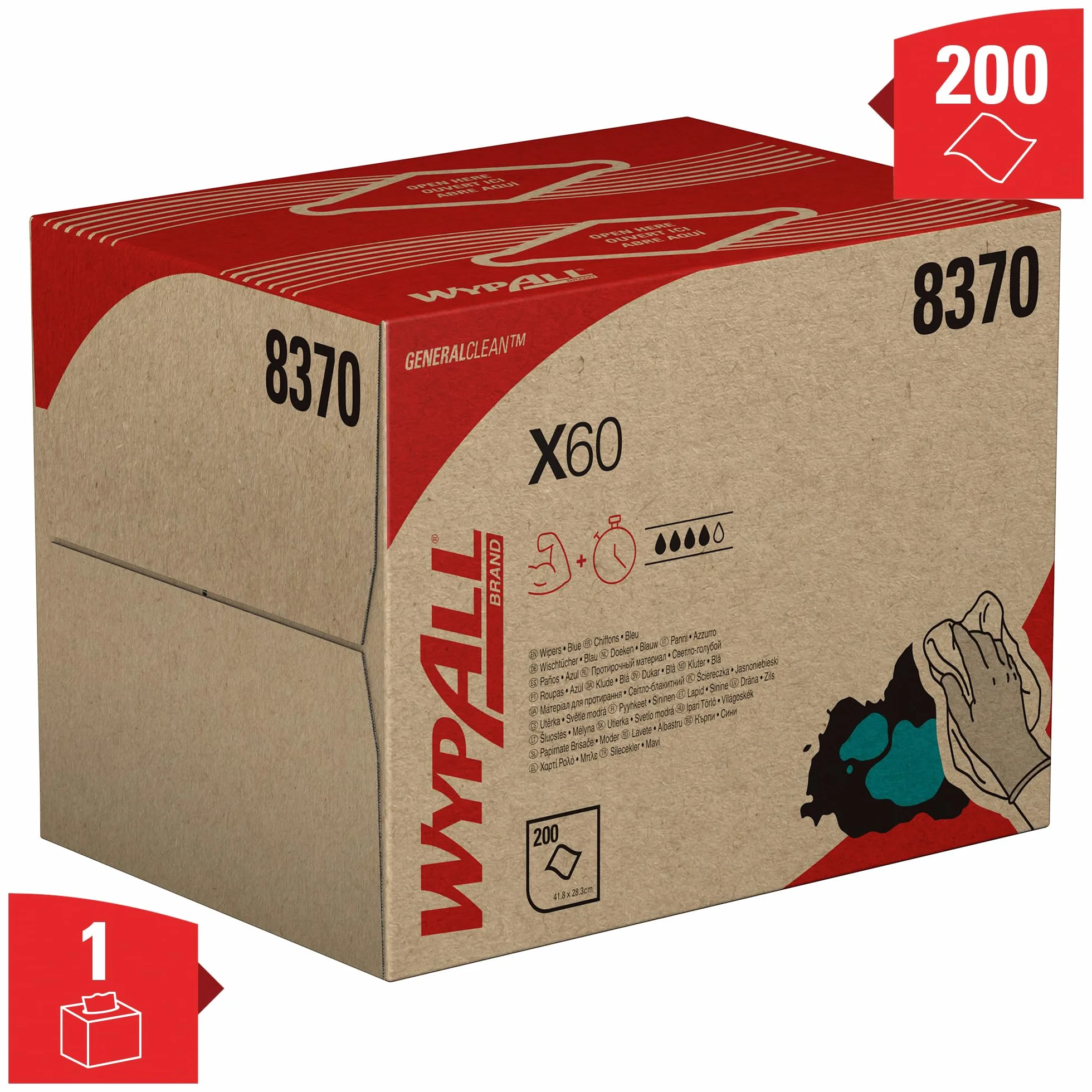 Kimberly Clark WypAll X60 General Clean 8370 1 BRAG Box 200 panni per la pulizia