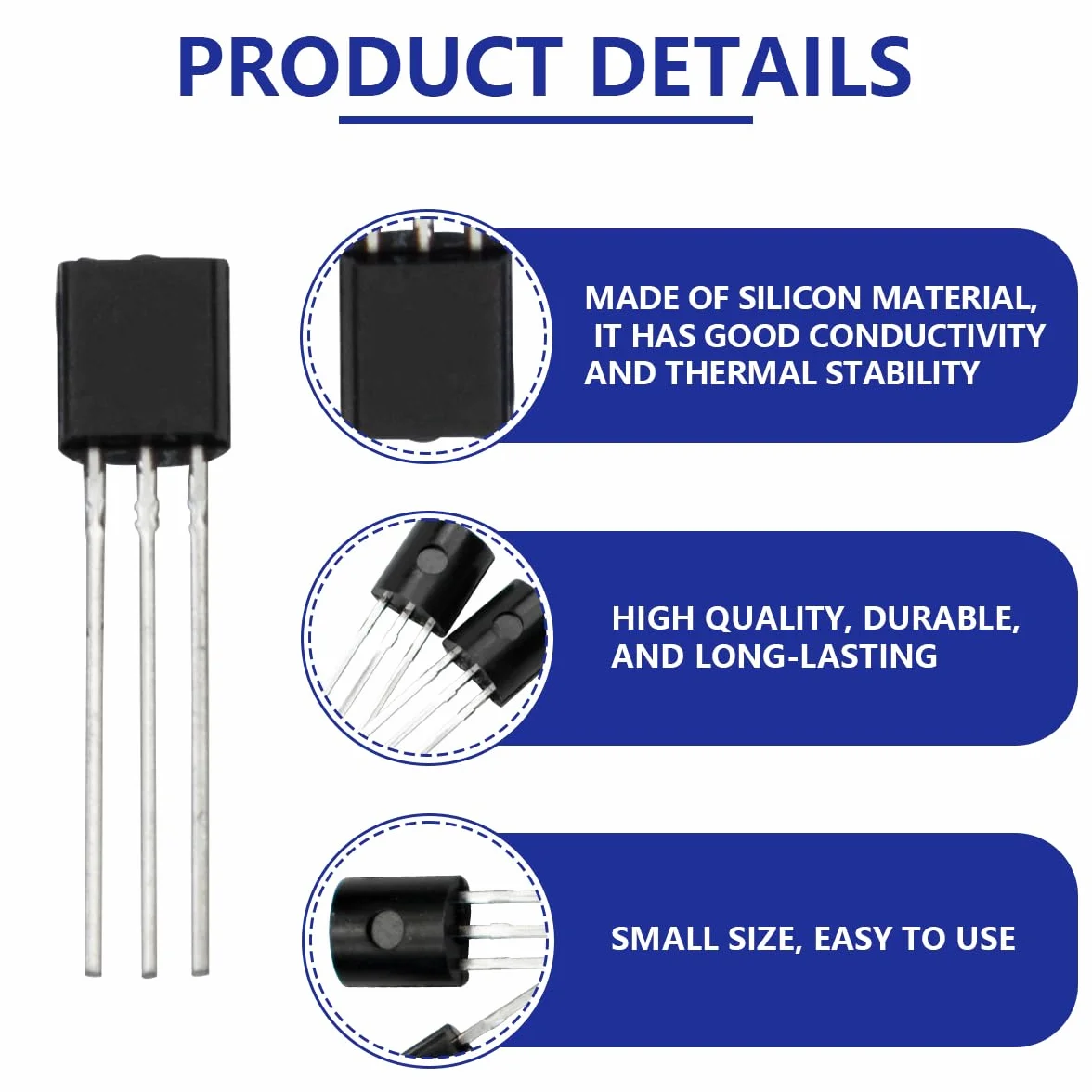 BJT Transistor di Potenza 2N2222 NPN Uso Generale 50 Pz