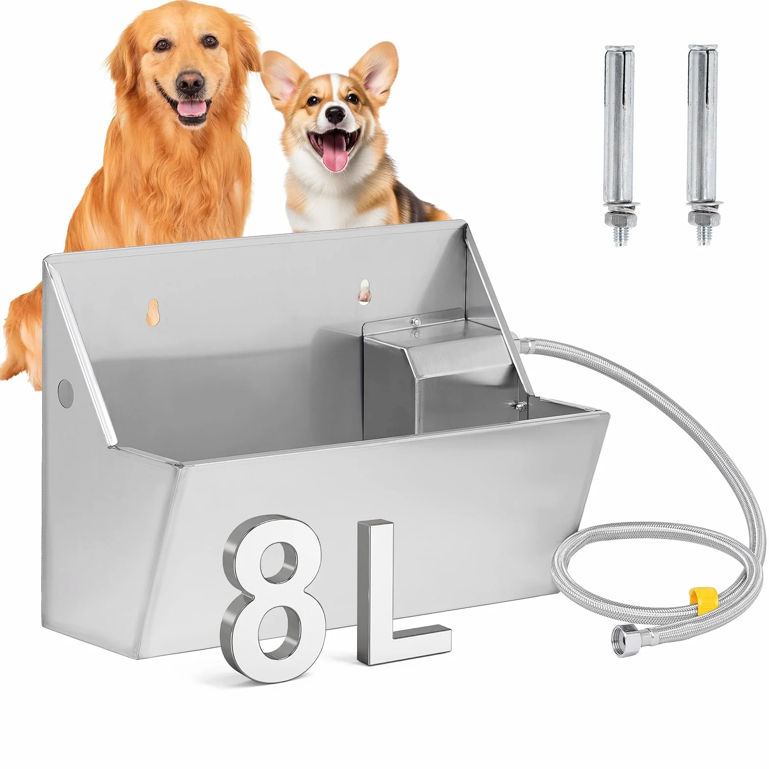 Distributore Automatico Di Acqua 8L 304 Acciaio Inox Ciotola Per Cani Esterno