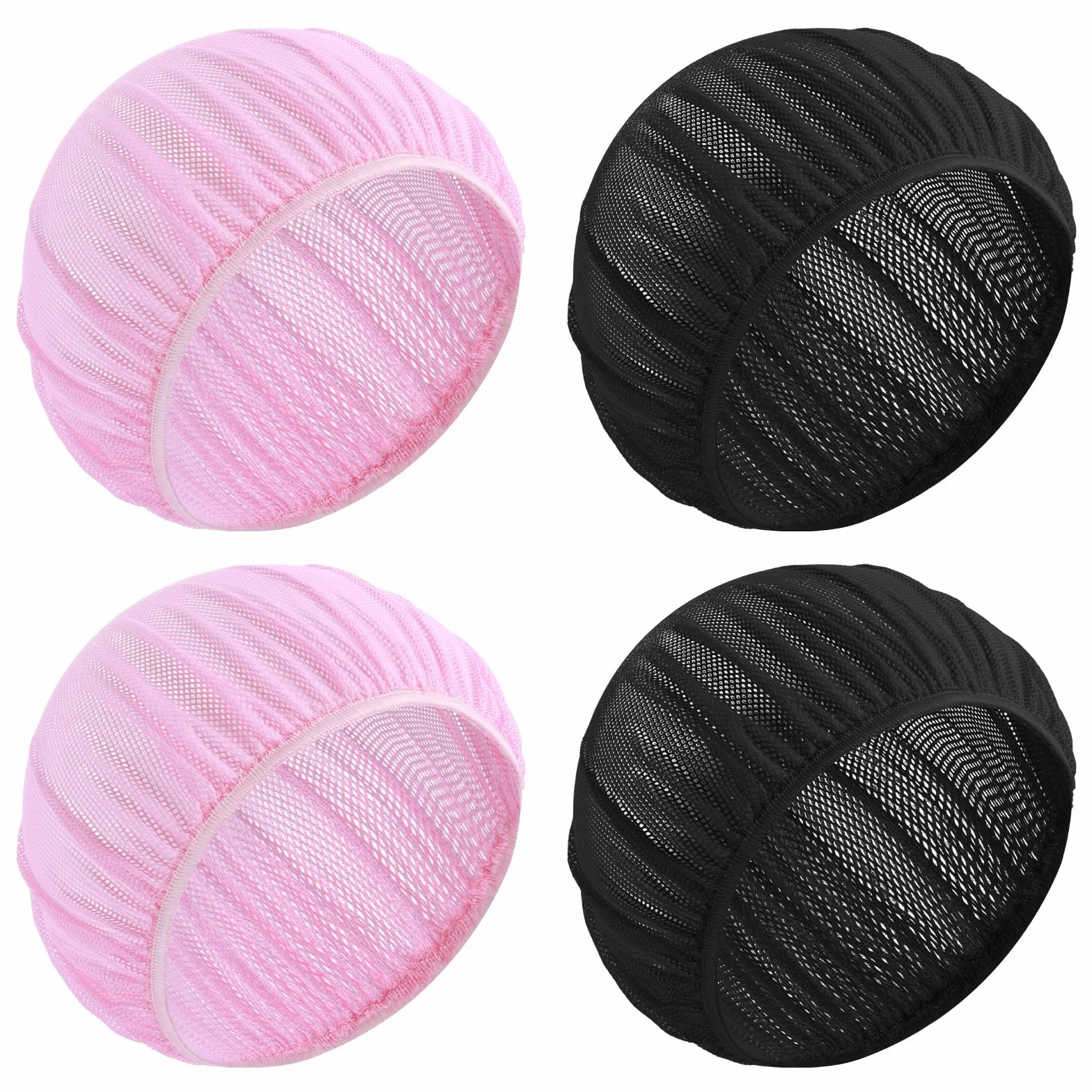 Reti per Capelli per Dormire, 4 Pezzi, Morbida, Nero + Rosa, Taglia Unica