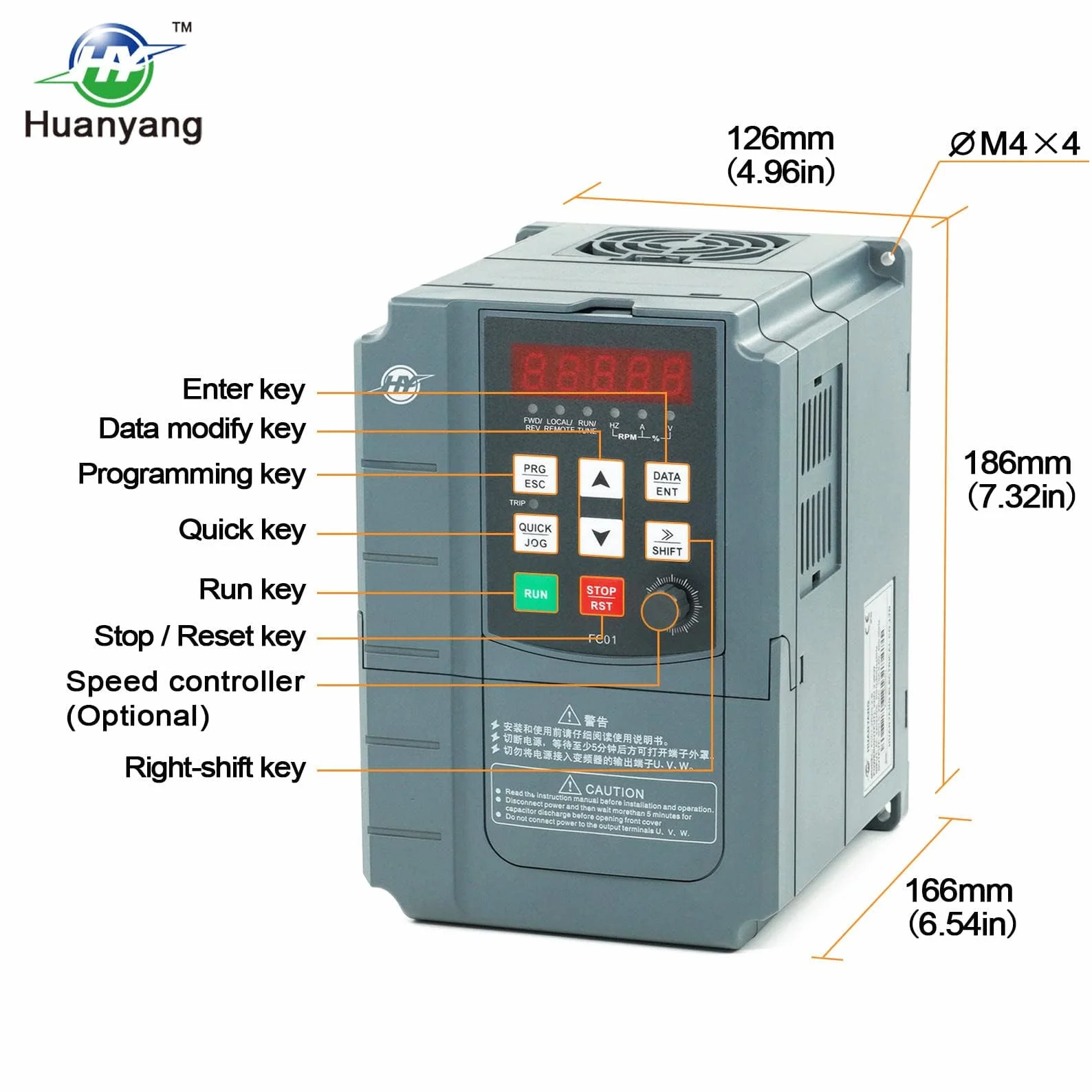Huanyang VFD 400V 4.0KW 5.4PS, convertitore di frequenza computerizzato, controllo numerico computerizzato, motore CNC, convertitore inverter per motore mandrino, controllo velocità, serie FC01