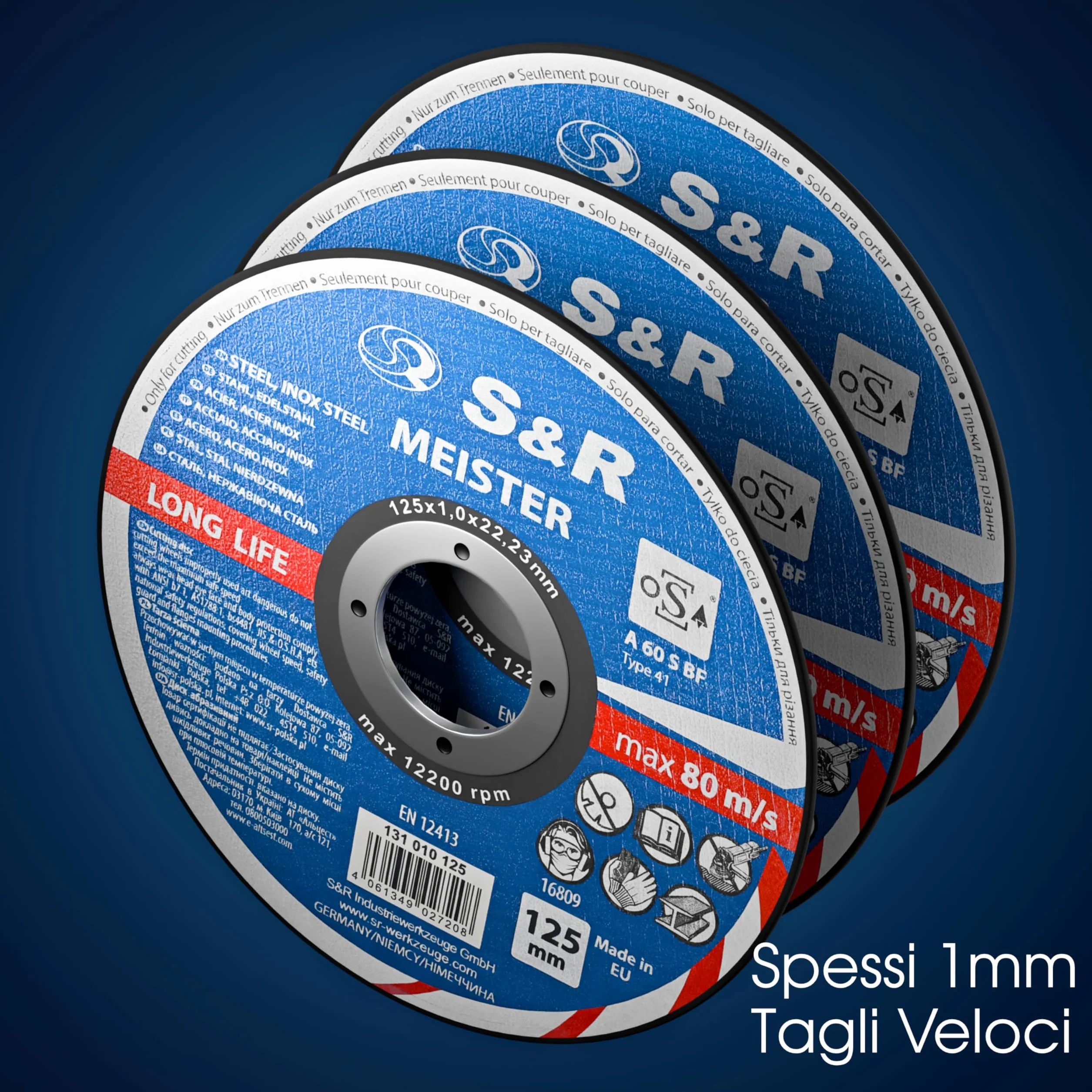 S&R Disco da Taglio Metallo 125 x 1 mm. Disco 125mm Smerigliatrice per taglio Ferro e Acciaio Inox - Disco per metallo ultra sottile 1 mm - 15pz