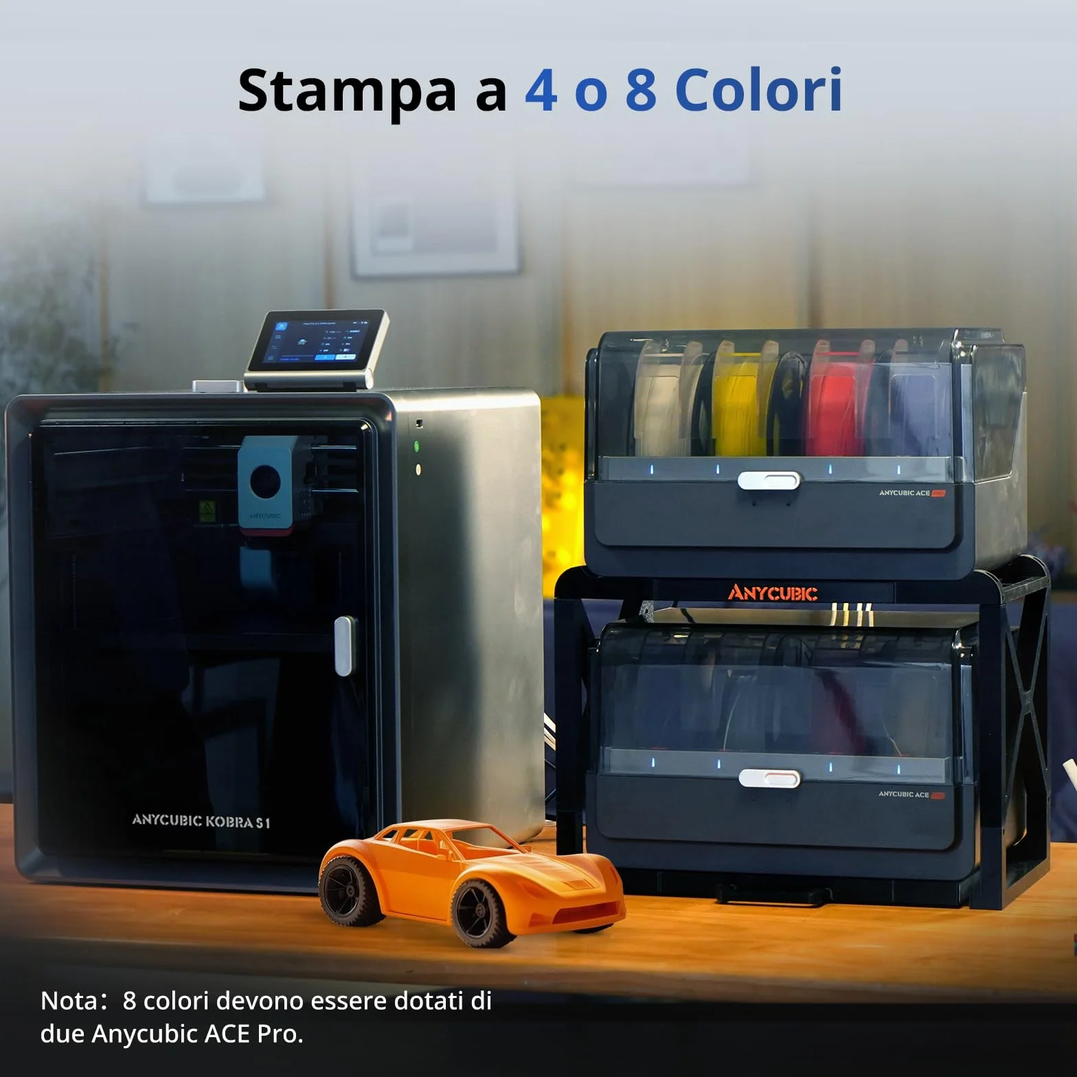 ANYCUBIC Kobra S1 Combo Stampante 3D, Asciugatura e Stampa in Uno, 600 mm/s ad Alta Velocità, Stampa mUlticolore per Tutti i Principali Filamenti, Dimensioni di Stampa 250 x 250 x250 mm