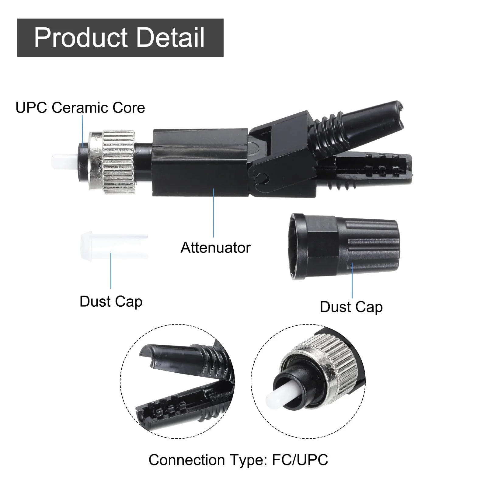 QUARKZMAN FC UPC Fibre Ottico Rapido Connettore Monomodale Fibre Cavo Rapido Connettore FC Veloce Connettori Adattatore per CATV Rete 2pz