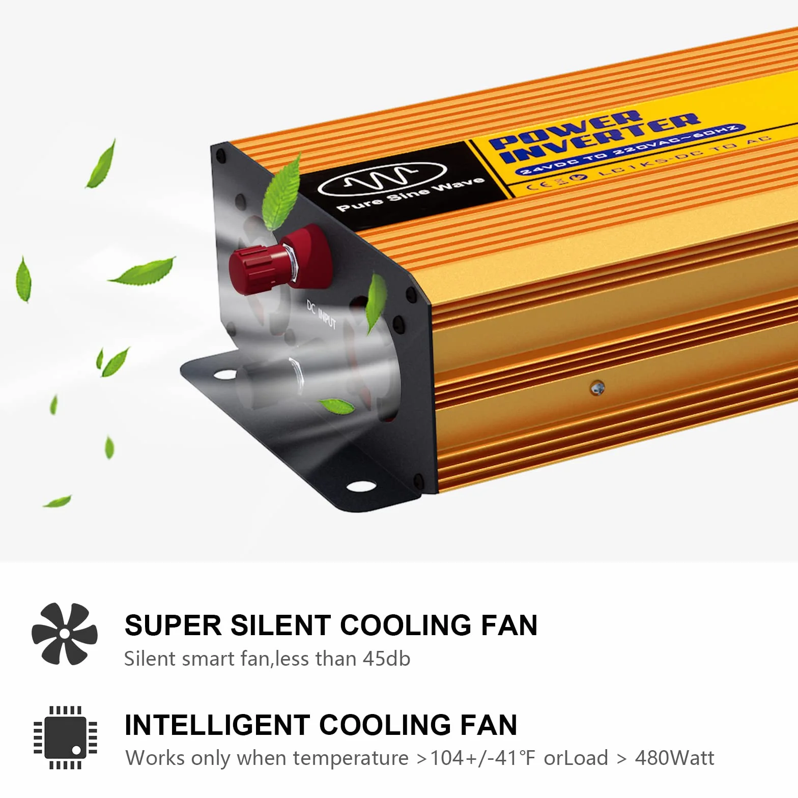 ECO-WORTHY Inverter Solare 1500W 24V DC-24V AC-220V, Onda Sinusoidale Pura di Picco 3000W per Auto/Camper/Casa/Sistema Solare Off-Grid