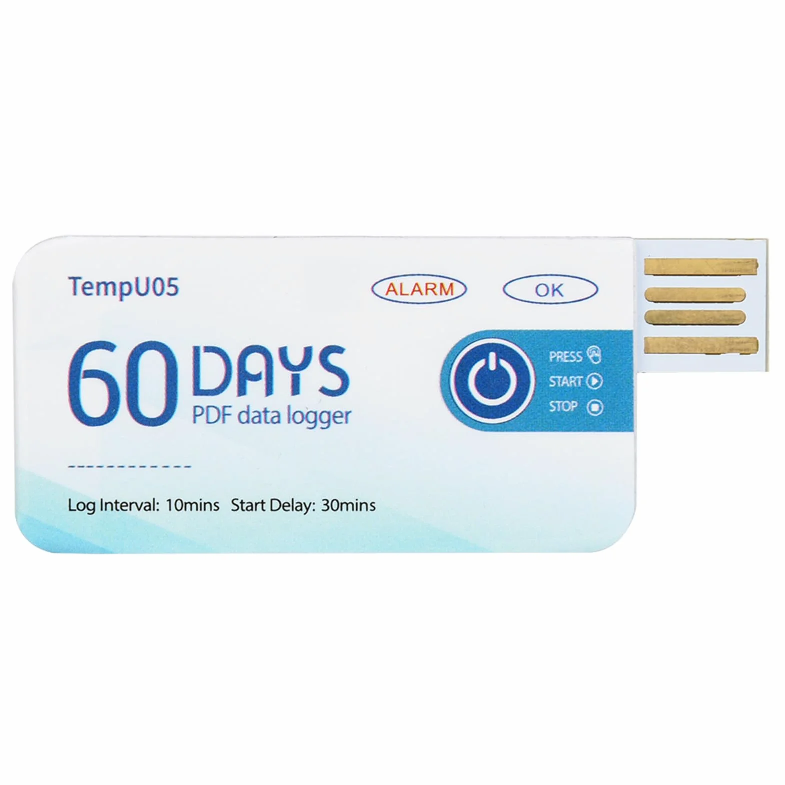 TempU05 Registratore di Temperatura USB Monouso con Report PDF Alta Precisione 67x28mm