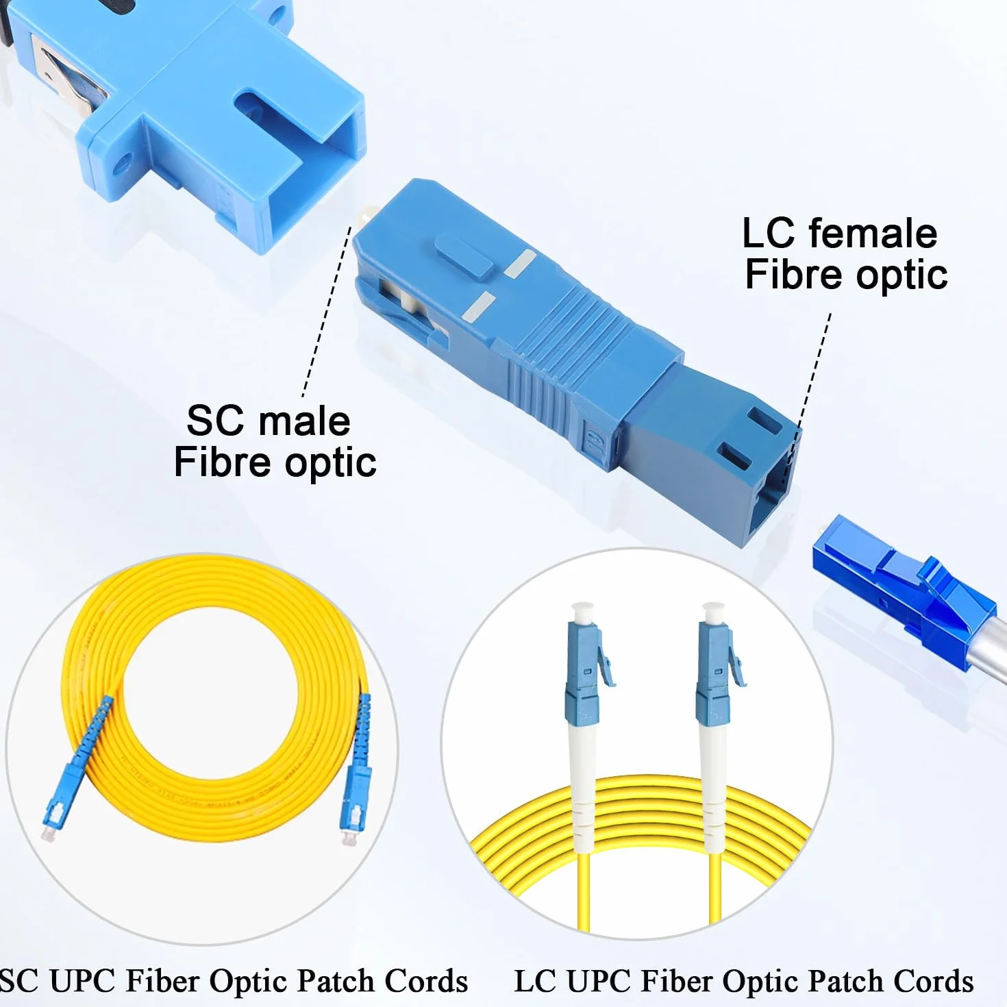 SC Maschio a LC Femmina Monomodale Adattatore SM 9/125μm SC/UPC a LC/UPC Fibra Ibrida Simplex Convertitore