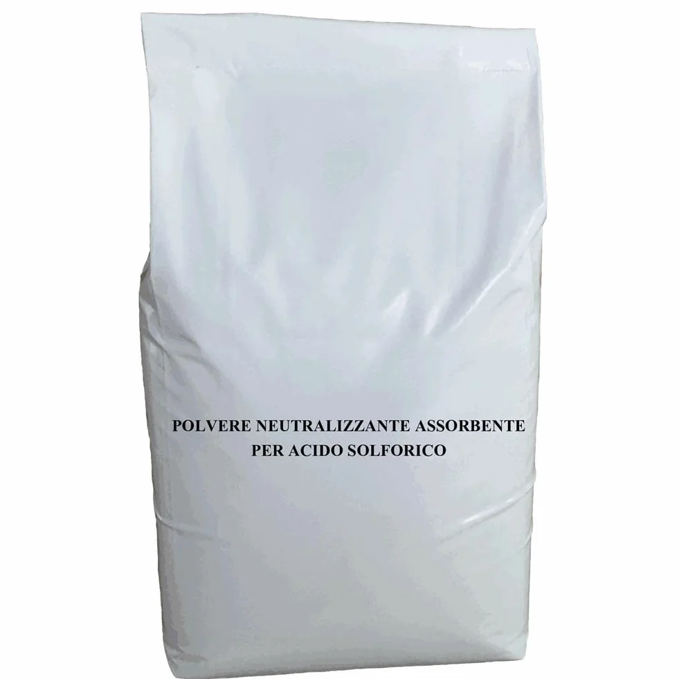 Polvere assorbente neutralizzante per acido solforico, sacco da 20 Kg, rapporto Kg/Lt 0,54