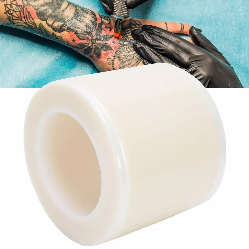 Rotolo di pellicola Barriera per tatuaggi, 1200 fogli, pellicola protettiva monouso a prova di acqua, accessori per tatuaggi per labbra per tatuaggi dentali(incolore e trasparente)