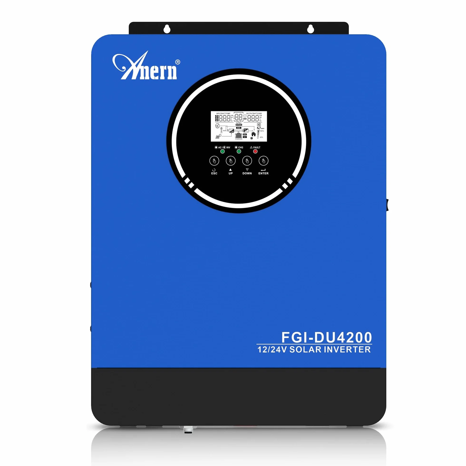 Anern Inverter ibrido da 4200 W, 12/24 Vdc Doppia tensione, 220 V/230 Vca, con regolatore solare da 100 A onda sinusoidale pura, PV 55~500 V, funzionamento con batterie 12/24 V