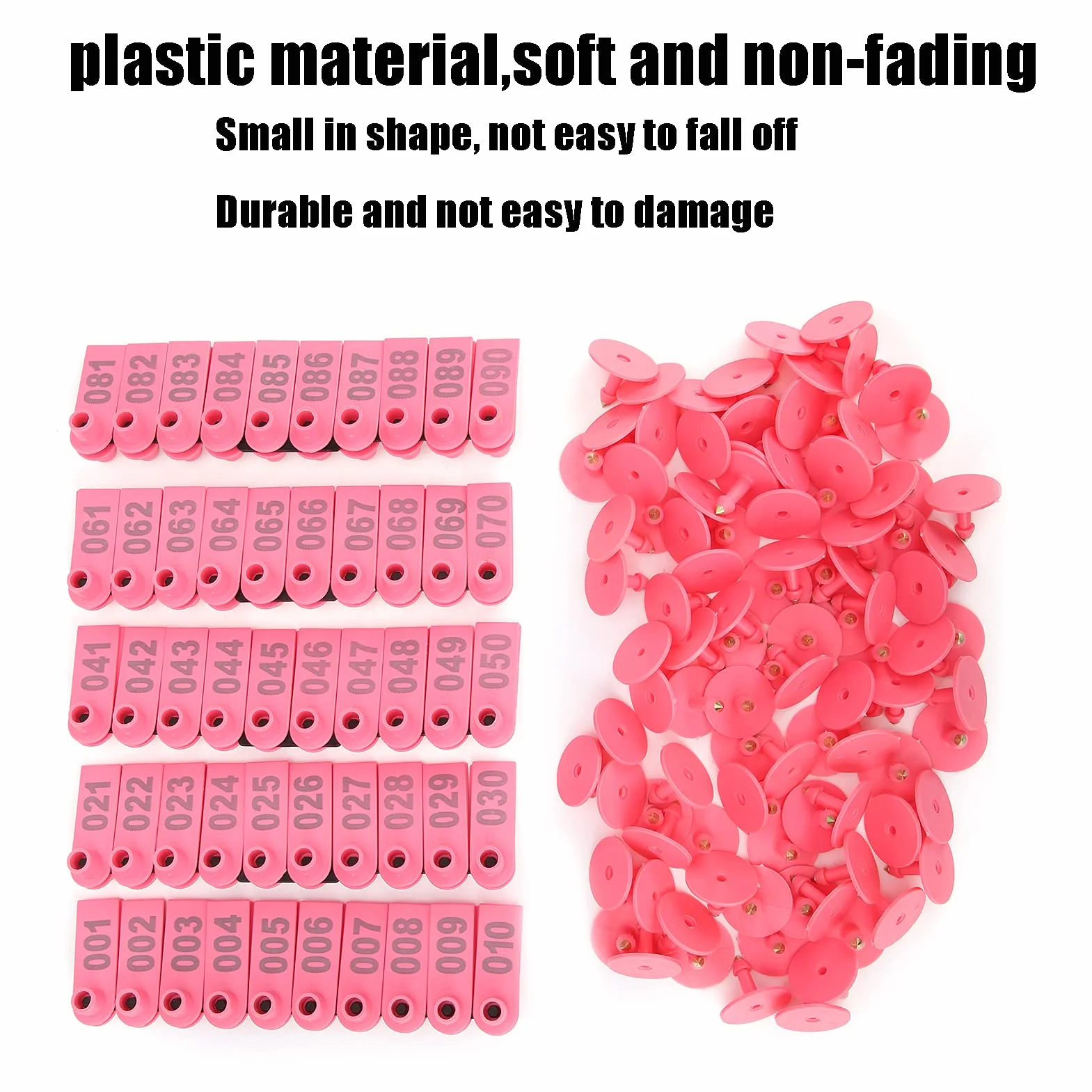 100 Pezzi di Marchi Auricolari per Animali da Fattoria in Plastica per Orecchini di Plastica per Capre Pecore Bovini Mucche Maiali[Rosa] Accessori per il trasporto di animali da allevamento