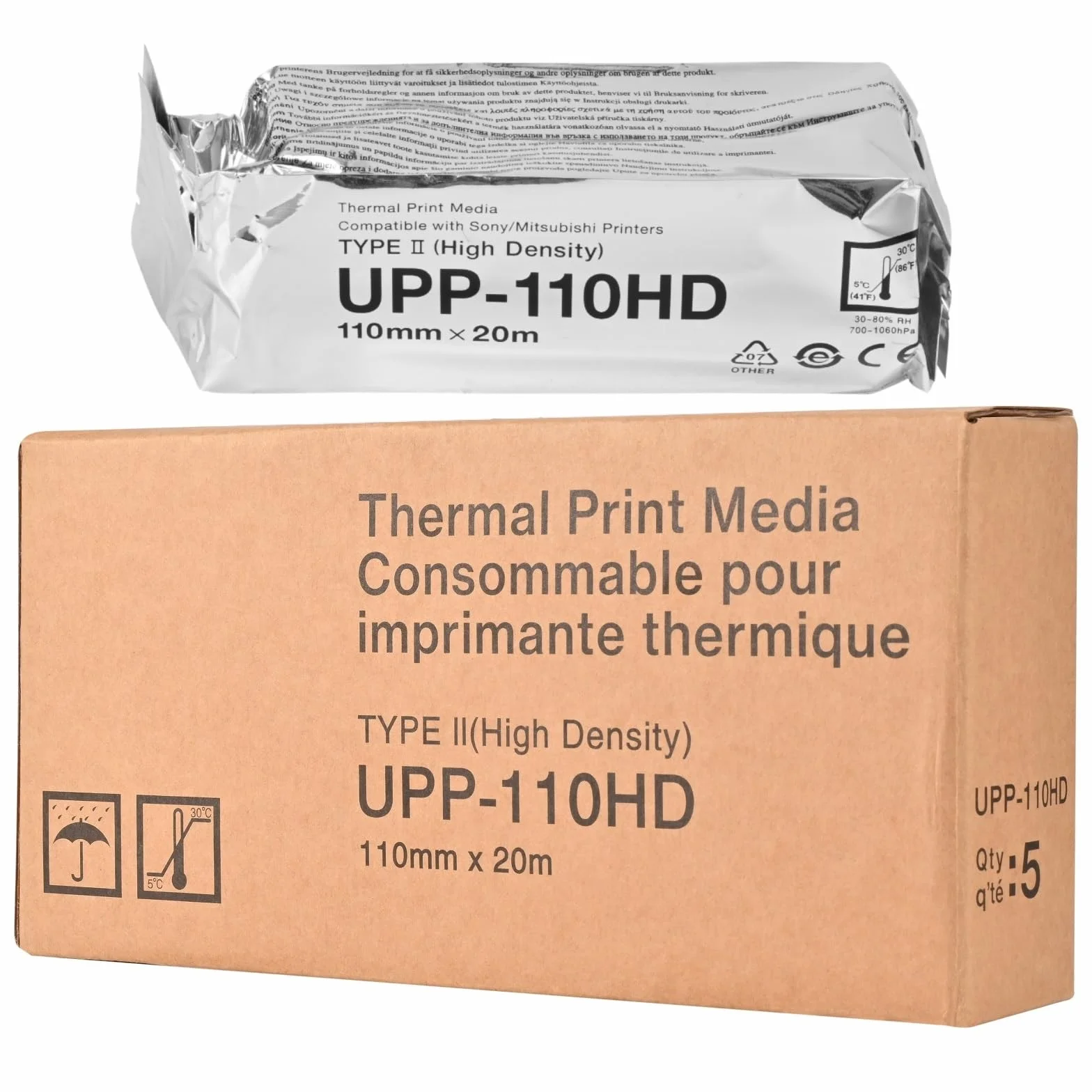 UPP-110HD - Carta termica ad ultrasuoni, 5 rotoli