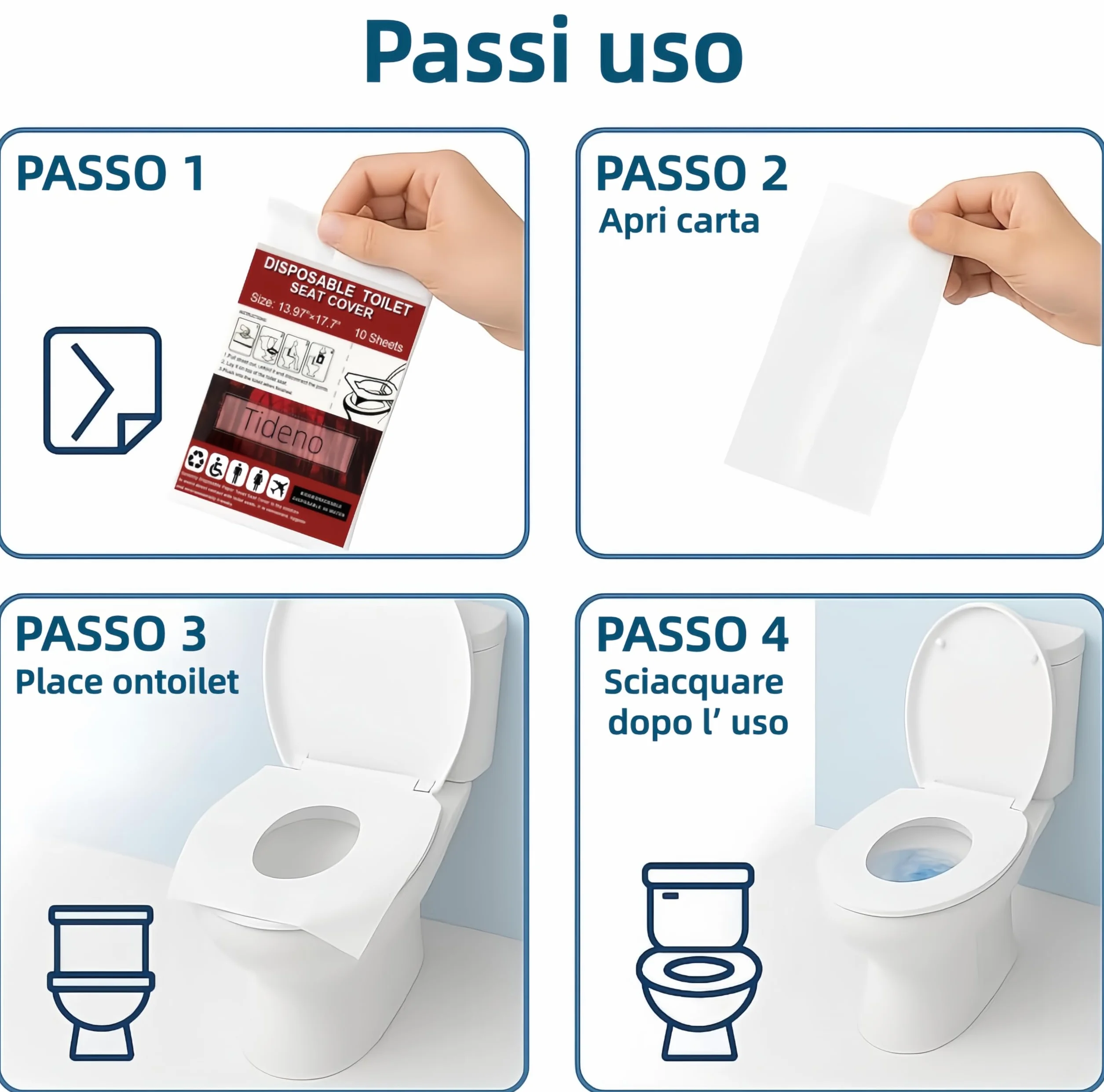 Copriwater Usa e Getta Igienici Monouso 60 Pezzi Biodegradabili per Adulti e Bambini
