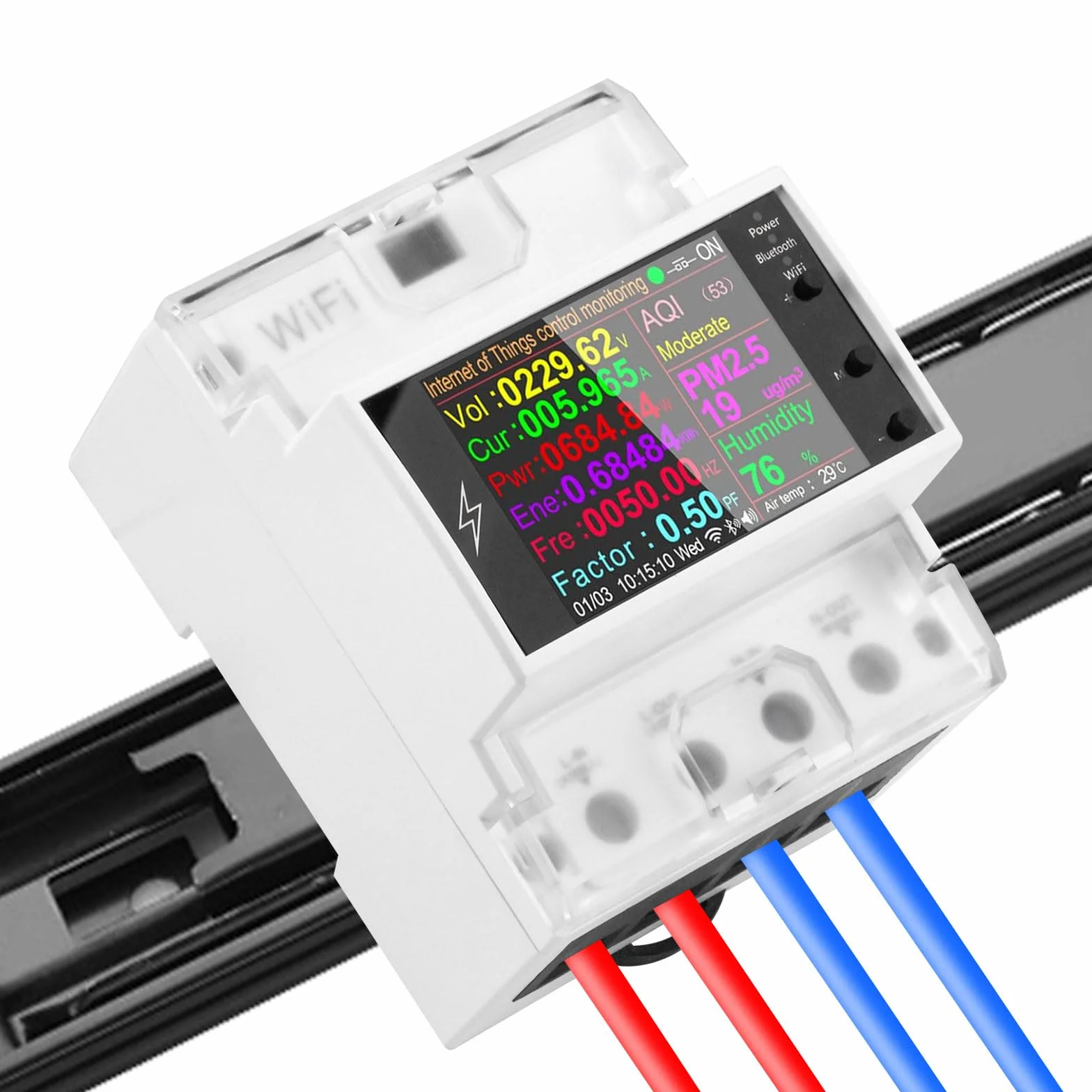 Diymore Misuratore di Energia 100A WiFi Din Rail Telecomando per interruttore intelligente,Monitor del consumo di energia digitale,Misuratore di fattore di frequenza AC85-265V Digital Volt Amp Kwh