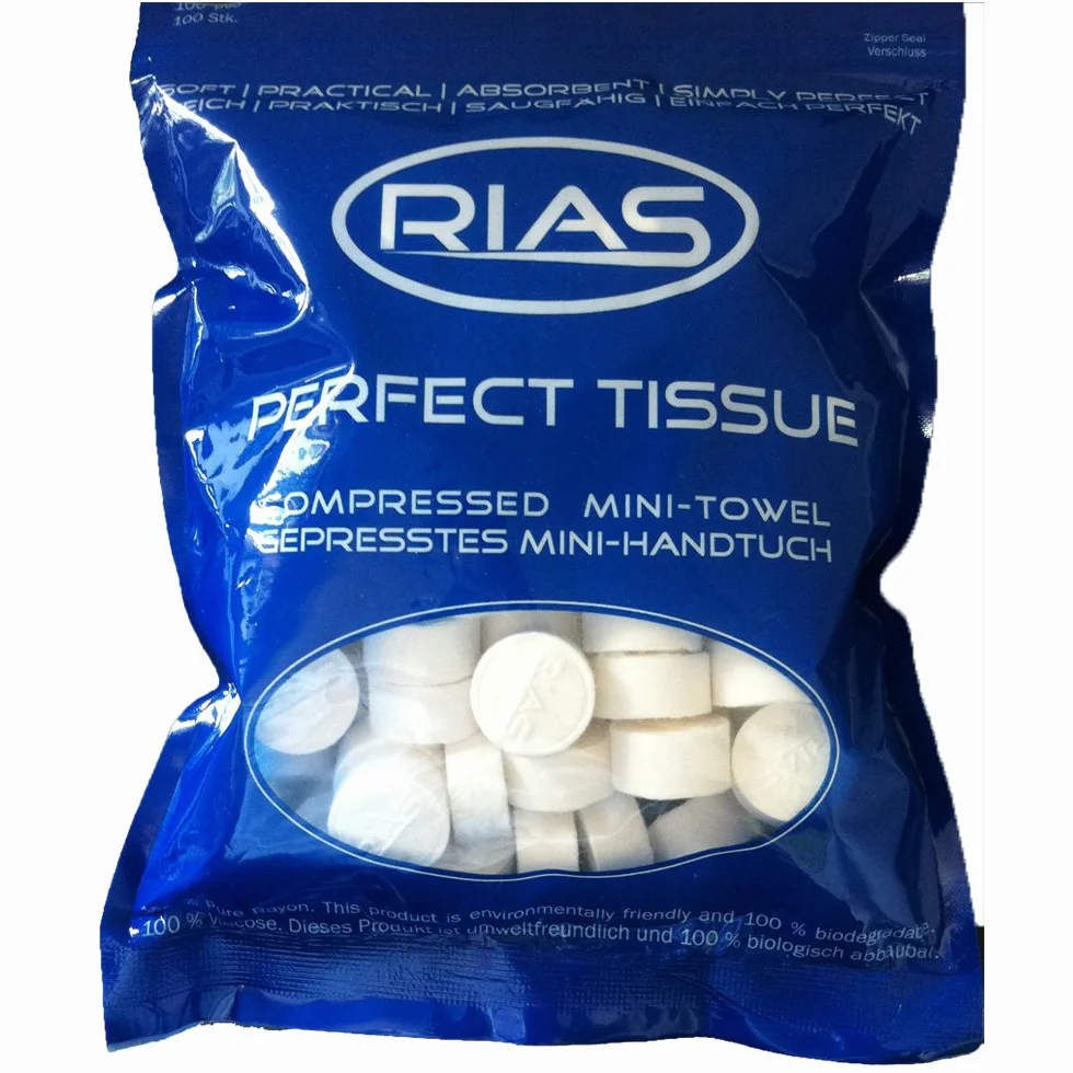 Rias Perfect Tissue 100 salviette a forma di compressa biodegradabili mini panni pressati