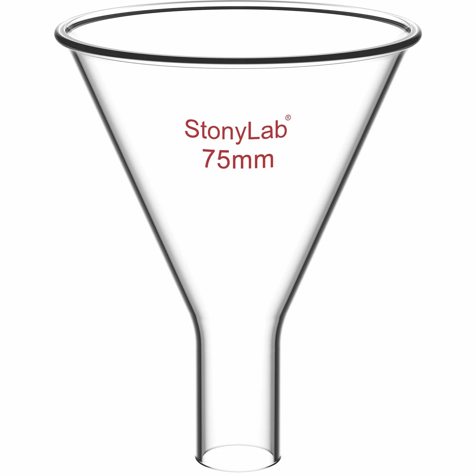 stonylab Imbuto in Vetro per Polvere, Muro Pesante Powder Funnel Vetro Borosilicato Imbuto a Stelo Corto con Diametro Superiore di 75 mm e Lunghezza dello Stelo di 22 mm