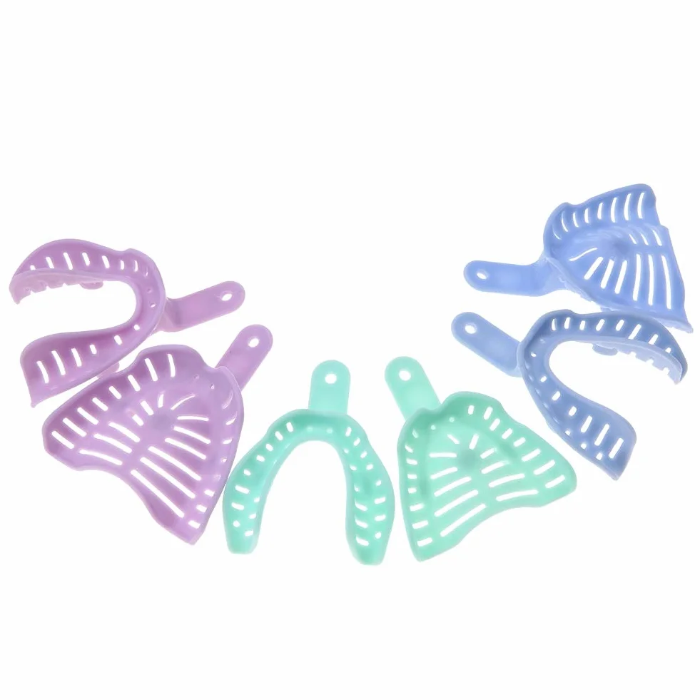 Vassoio dentale, 6 pezzi di plastica di colore misto per impronte dentali portamateriali per denti