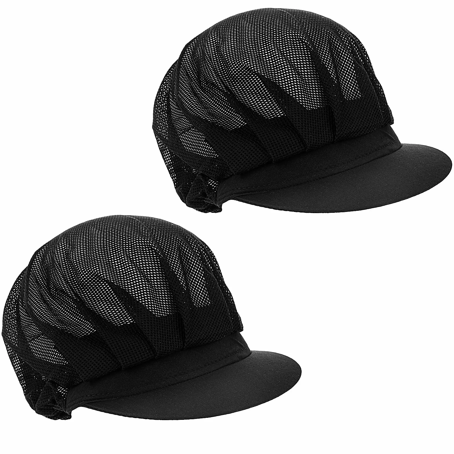 Telooco 2 Pezzi Cappello da Cuoco Regolabile Traspirante Nero con Tesa per Ristorante Chef