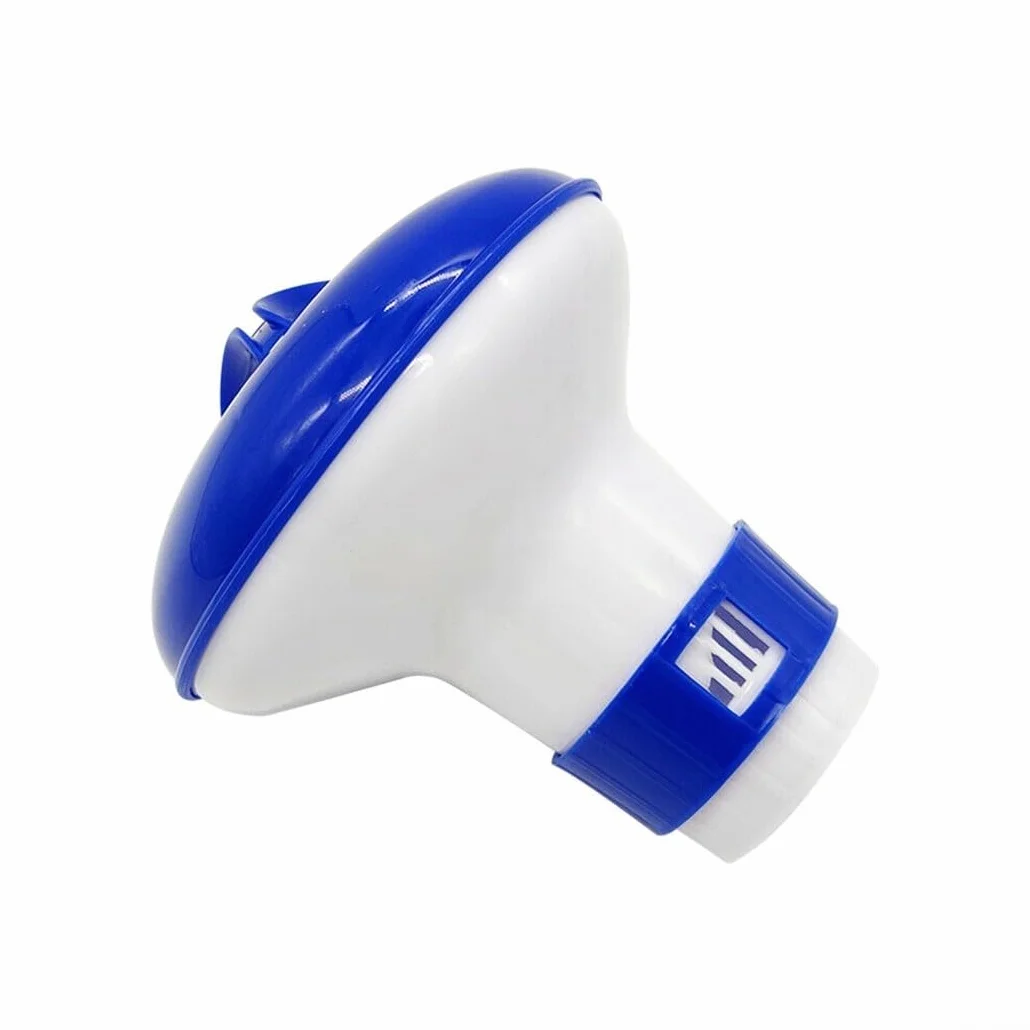 Dispenser galleggiante regolabile per piscina per compresse e pillole, dispositivo di auto-dosaggio per spa, piccole piscine, trattamento dell'acqua all'aperto, 12,4 cm