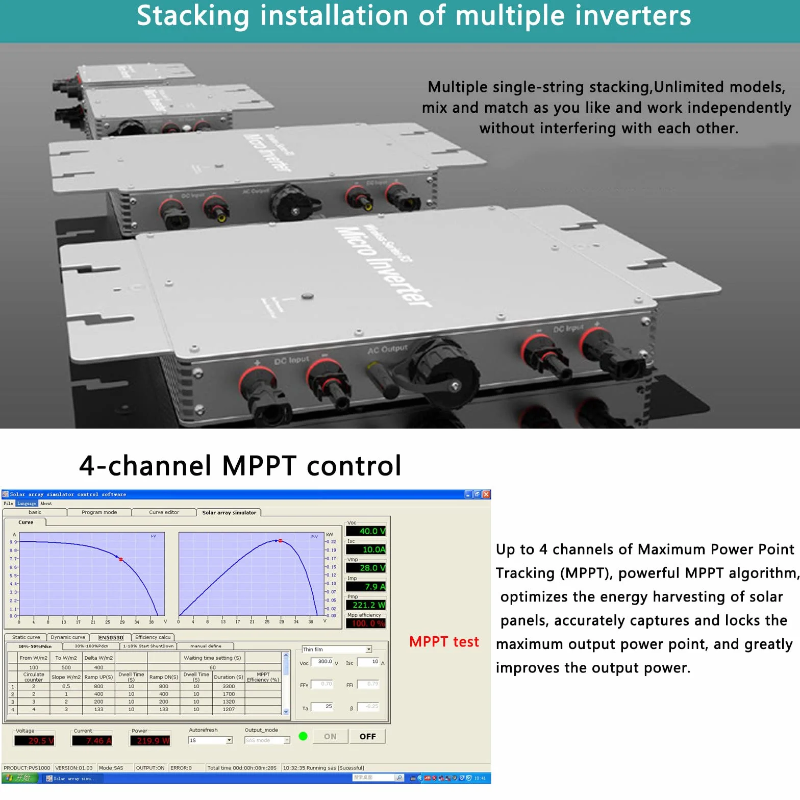Inverter solare a legame a griglia, micro inverter MPPT per moduli fotovoltaici, centrale elettrica da balcone, 2400 W