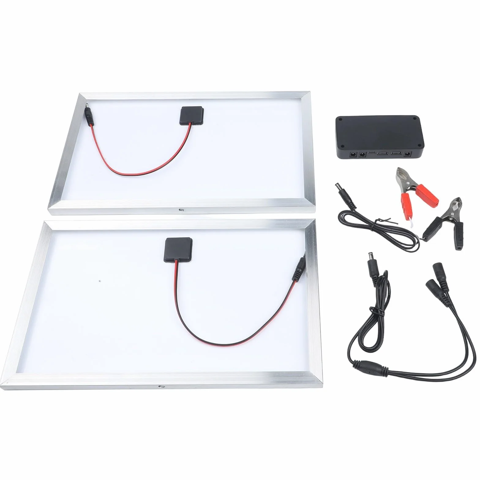 Kit Caricabatterie Solare 200W, 12V, Manutentore di Ricarica Lenta, Caricabatterie per Batteria IP65 Impermeabile per Auto, Barca, Campervan (Doppio)