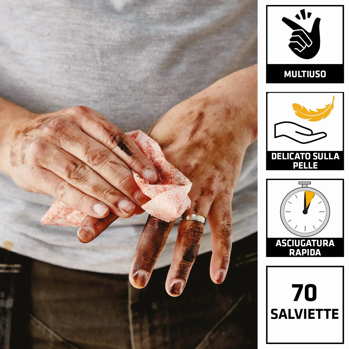 SIKA SikaCleaner-350H Salviette detergenti multiuso 70pz Rimuovono colla grasso e olio