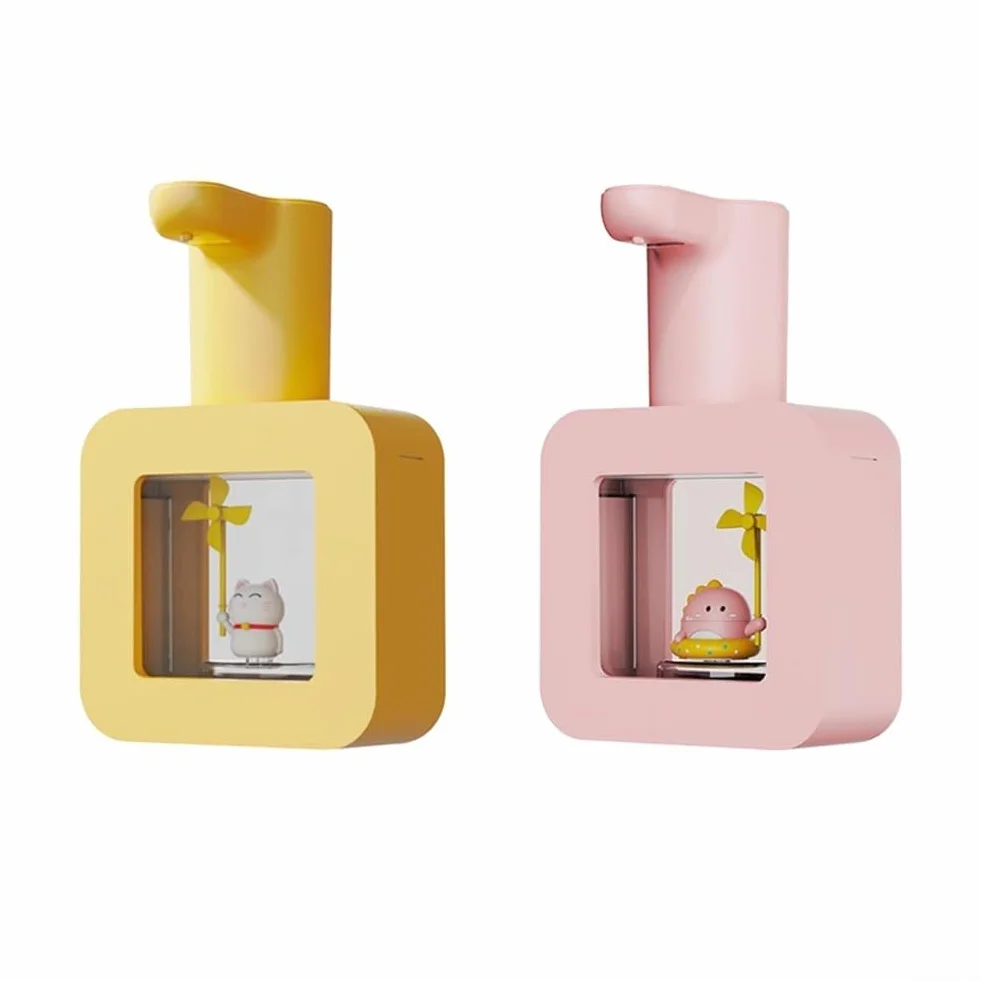 Dispenser automatico di sapone per bambini con capacità di 400 ml, ricaricabile tramite USB, schiuma con promemoria di utilizzo in 20 secondi e funzione impermeabile IPX5 (giallo)