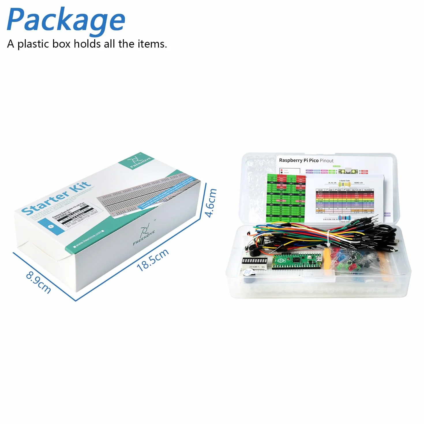 Freenove Basic Starter Kit for Raspberry Pi Pico (Included), Dual-core Arm Cortex-M0+ Microcontroller, 386-Page Detailed Tutorial, 142 Items, 55 Projects, Python C Code