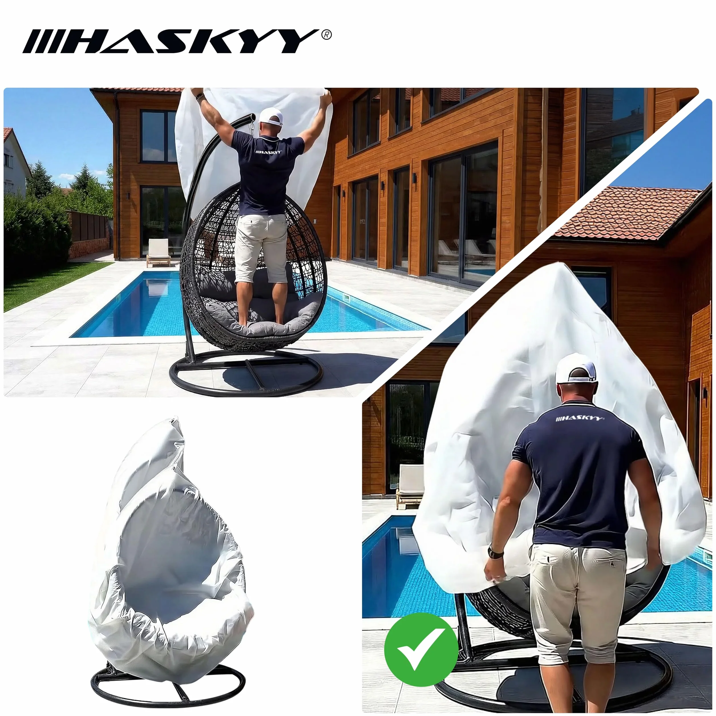 HASKYY XXXL Telo di Protezione 100x51x35 pollici - Telo Universale di Copertura per Pallet, Griglia, Box per Barbecue, Carrozzine da Spiaggia, Mobili da Giardino - Telo Impermeabile in PE - Extra Alto